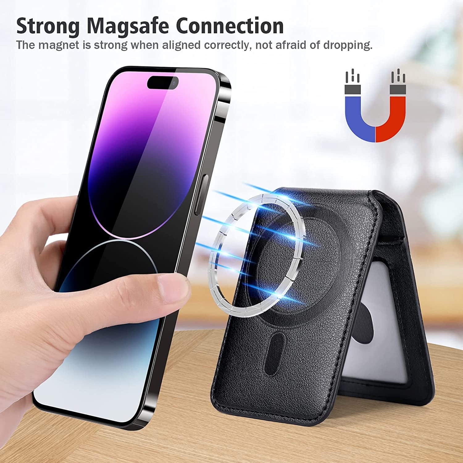 Nuoku Designed for Magsafe Wallet, Leather Magnetic Card Holder for Iphone 14 Pro Max/14 Pro/14 Plus/14 and 13/12 Series, NOT Compatible with 13/12 Mini  nuoku   