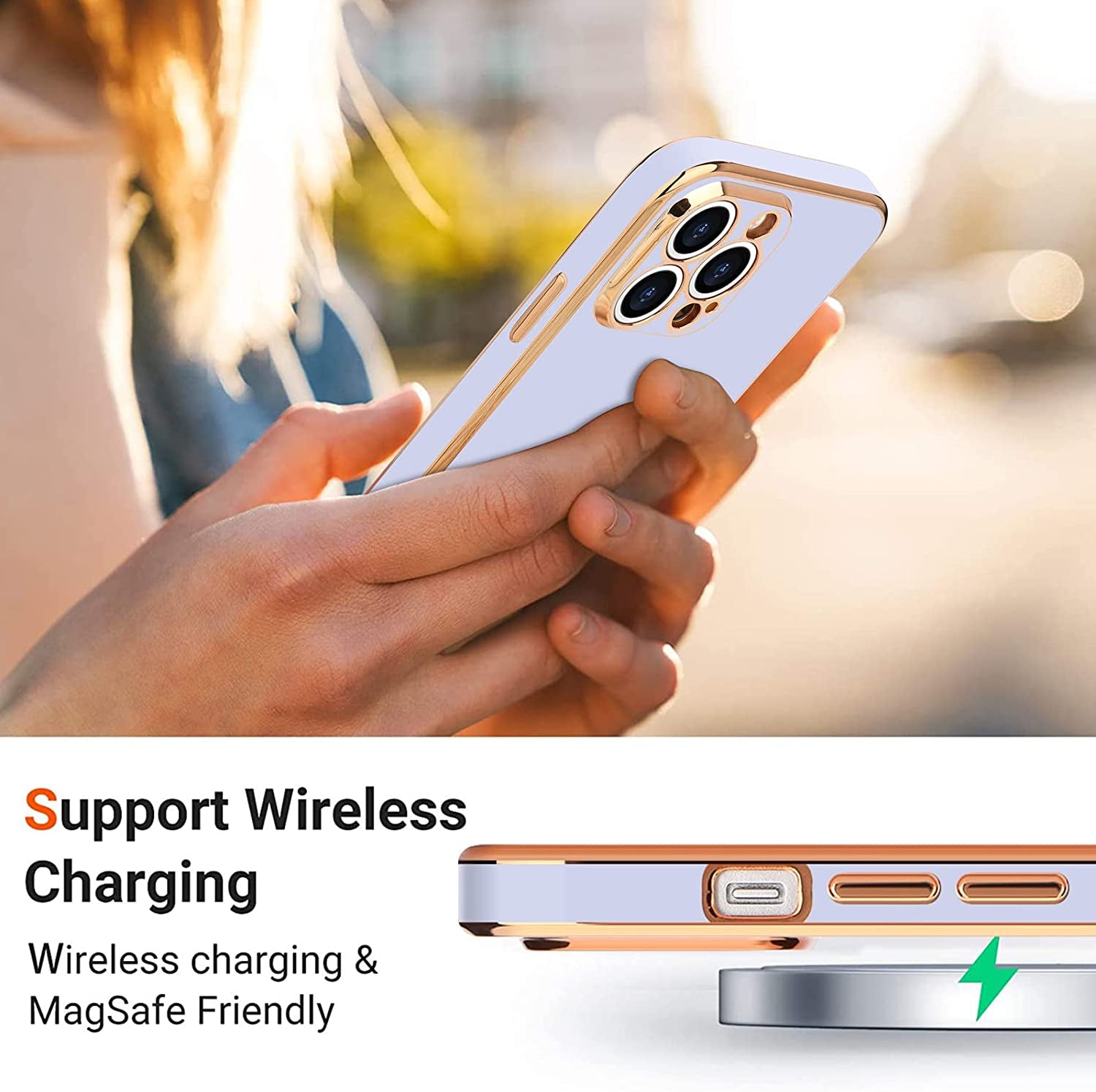 Teageo for Iphone 14 Pro Case for Women Girl Cute Love Heart Luxury Plating Soft Bling Back Cover Raised Full Camera Protection Bumper Silicone Shockproof Phone Case for Iphone 14 Pro, Purple  janzee   