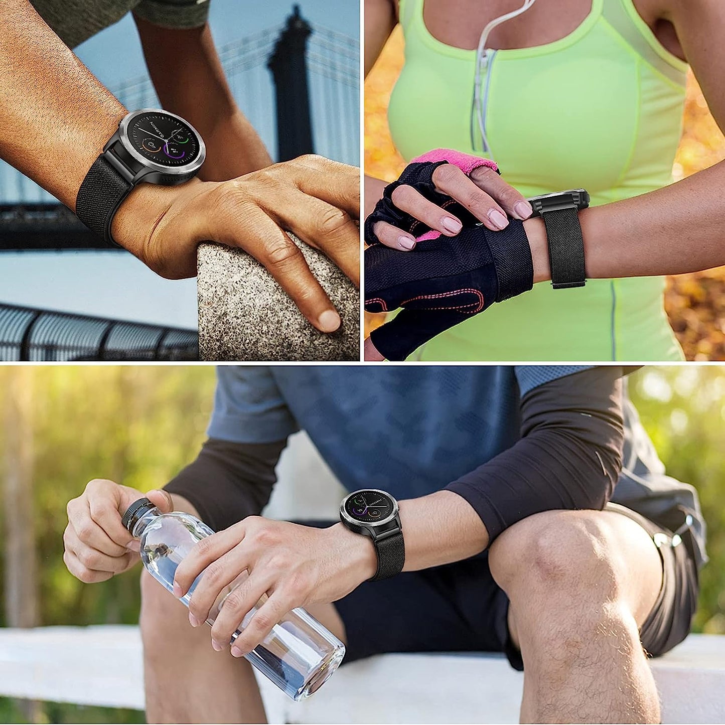 Fintie Elastic Band Compatible with Garmin Vivoactive 3/Garmin Venu Sq/Venu 2 Plus, 20Mm Soft Nylon Stretchy Band Replacement Strap Compatible with Garmin Vivoactive 3 Music/Forerunner 245 Music/Forerunner 265 Music Smartwatch  Fintie   