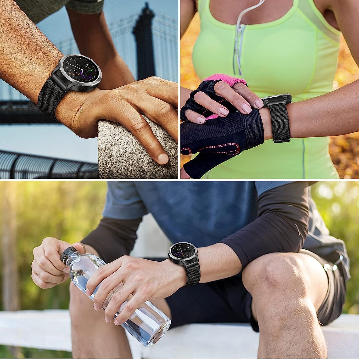 Fintie Elastic Band Compatible with Garmin Vivoactive 3/Garmin Venu Sq/Venu 2 Plus, 20Mm Soft Nylon Stretchy Band Replacement Strap Compatible with Garmin Vivoactive 3 Music/Forerunner 245 Music/Forerunner 265 Music Smartwatch  Fintie   