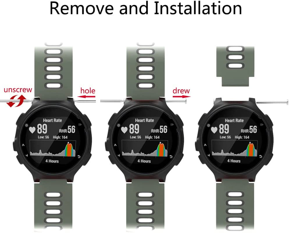 ISABAKE Watch Band for Garmin Forerunner 735Xt/230/220/235/620/630,Compatible with Garmin Approach S20/S5/S6,Soft Silicone Replacement Wristbands with Metal Buckle,One Size (Army Green)  Isabake   