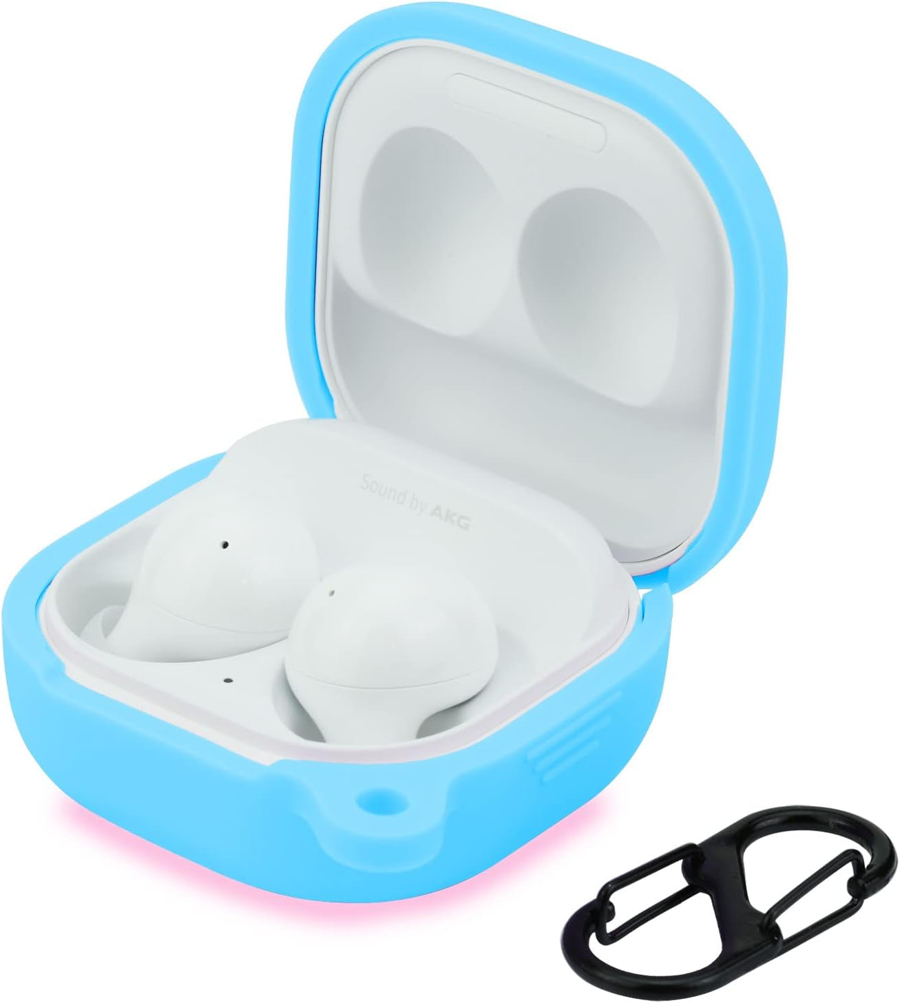 Galaxy Buds Case for Samsung Galaxy Buds 2 Pro (2022) / Galaxy Buds 2 (2021) / Galaxy Buds Pro (2021) / Galaxy Buds Live Earbuds, Pink Silicone Protective Cover for Women Girl Glow in Dark  LEFXMOPHY Glow Blue  