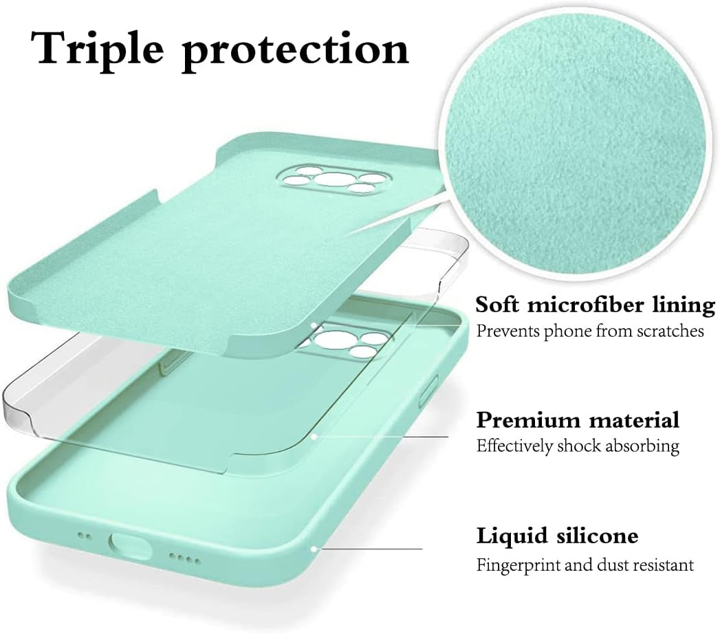 Wousunly Compatible with Poco X3 Pro Case Silicone Liquid Dark Green, Soft Smooth Touch Xiaomi Poco X3 NFC Phone Case Silicone Shockproof Thin Cover (Xiaomi Poco X3 Pro, Blue)  Wousunly   