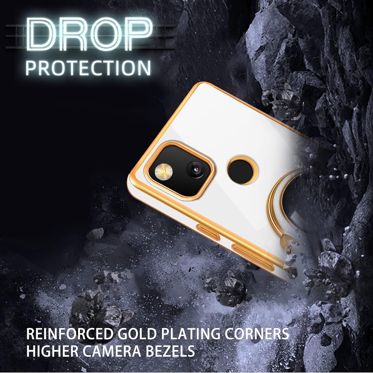 Buleens for Google Pixel 4A Case with Astronaut Stand, Women Girls Pixel 4A Cases, Girly Cute 6D Outer Space Heart Pattern Phone Cover for Google Pixel 4A(Not Fit 5G) 5.8 Inch (White)  Buleens   