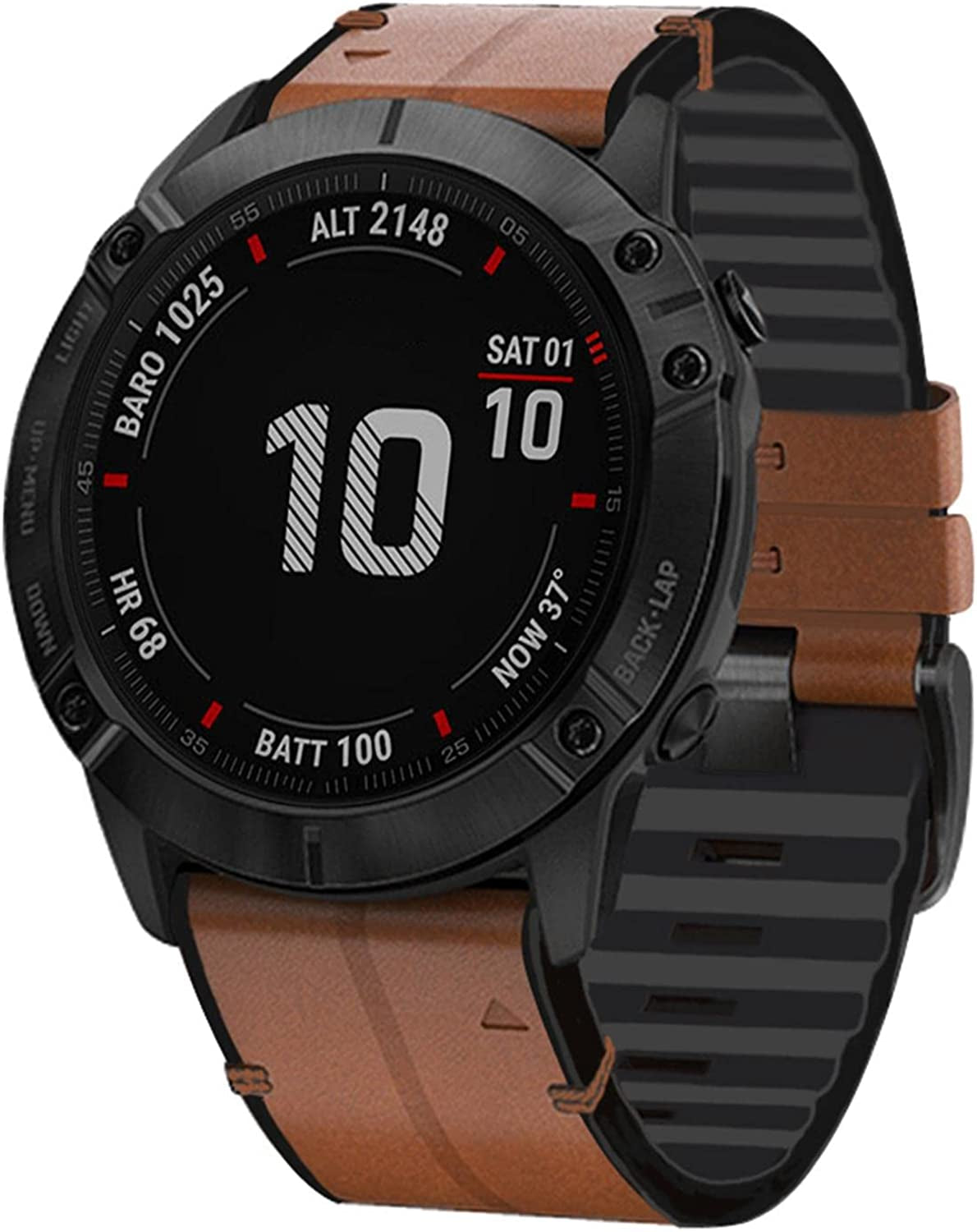 Abanen Leather Watch Bands for Fenix 6 / Fenix 5 / Fenix 7, Quickfit 22Mm Soft Genuine Leather with Silicone Sweatproof Wrist Strap for Garmin Fenix 6 Pro/Sapphire,Instinct, EPIX 2,Approach S62/S60  Abanen   