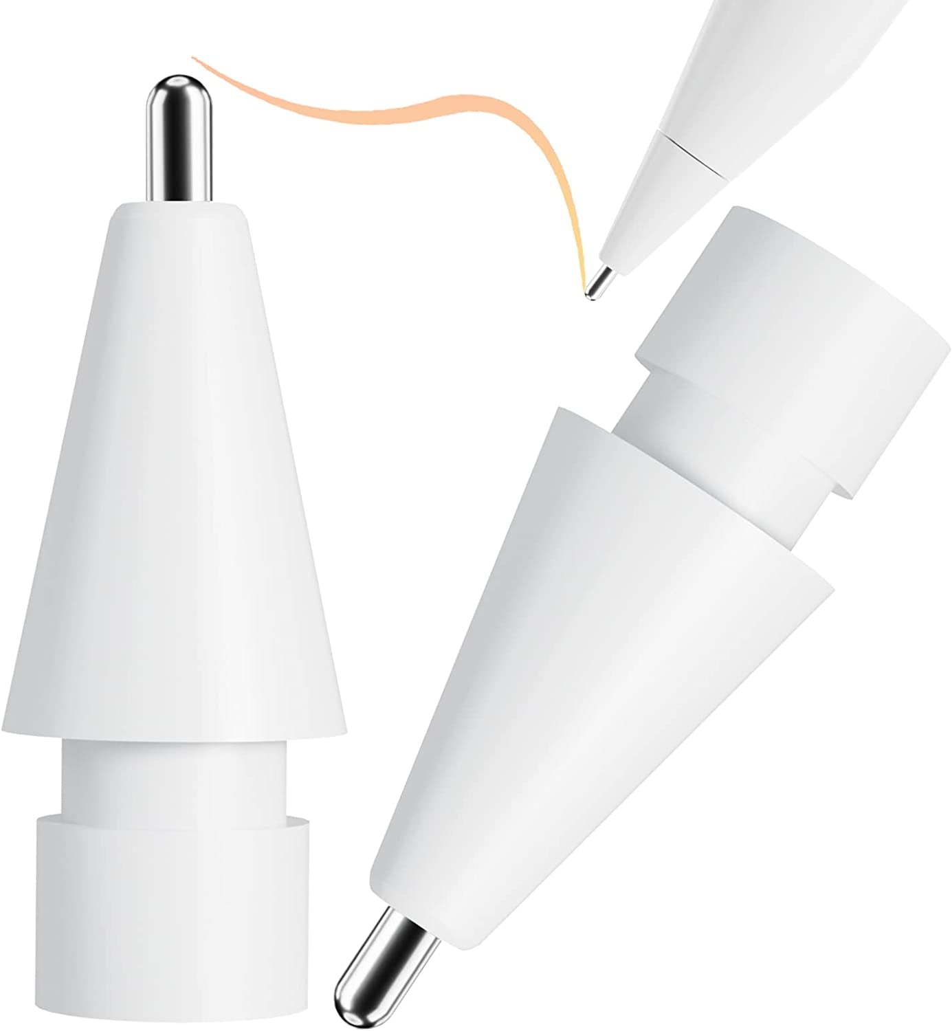 Replacement Tips Compatible with Apple Pencil 2 Gen Ipad Pro Pencil - Ipencil Nib for Ipad Pencil 1 St/Pencil 2 Gen White, 2 Pack  Qreninv White Long  
