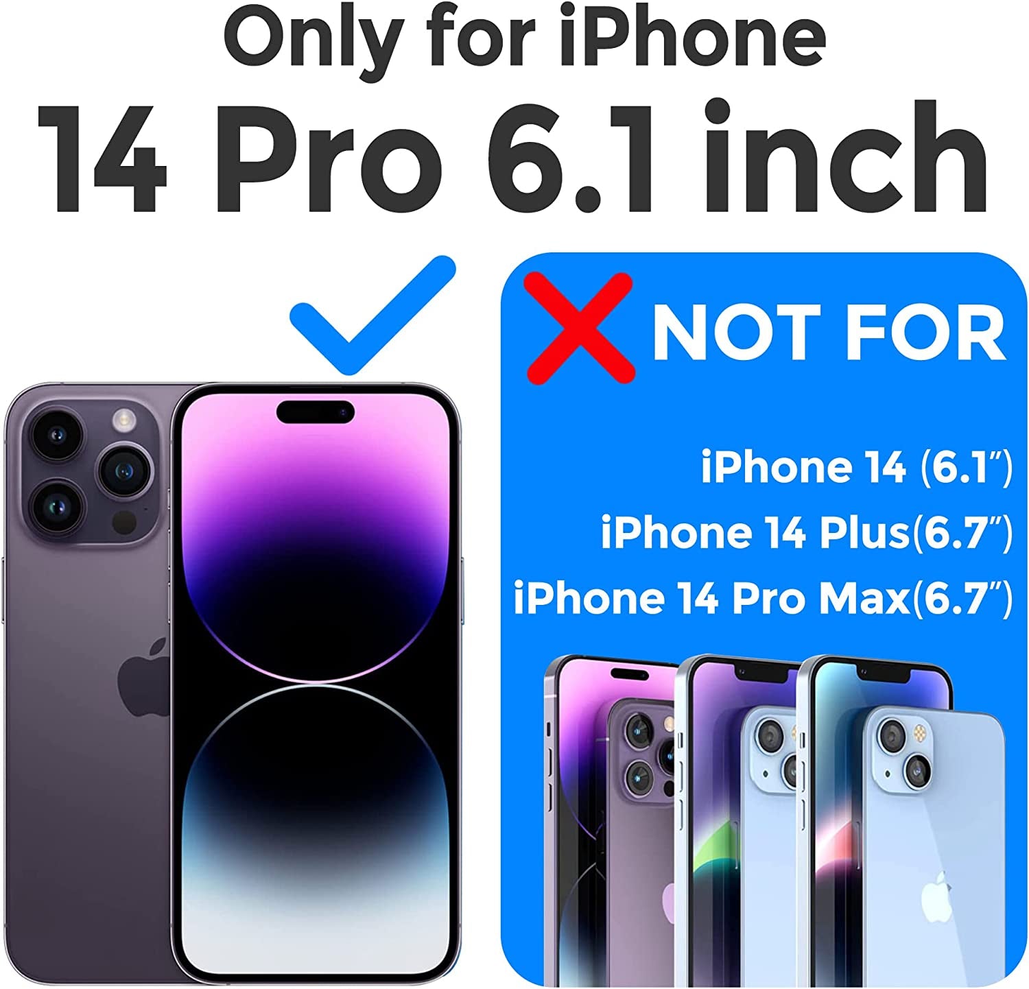 Mkeke for Iphone 14 Pro Case Clear, [Military Grade Protection] [Not Yellowing] Shockproof Phone Case for Apple Iphone 14 Pro 2022 -Gradient Black Clear  Shenzhen Make Technology Company Limited   