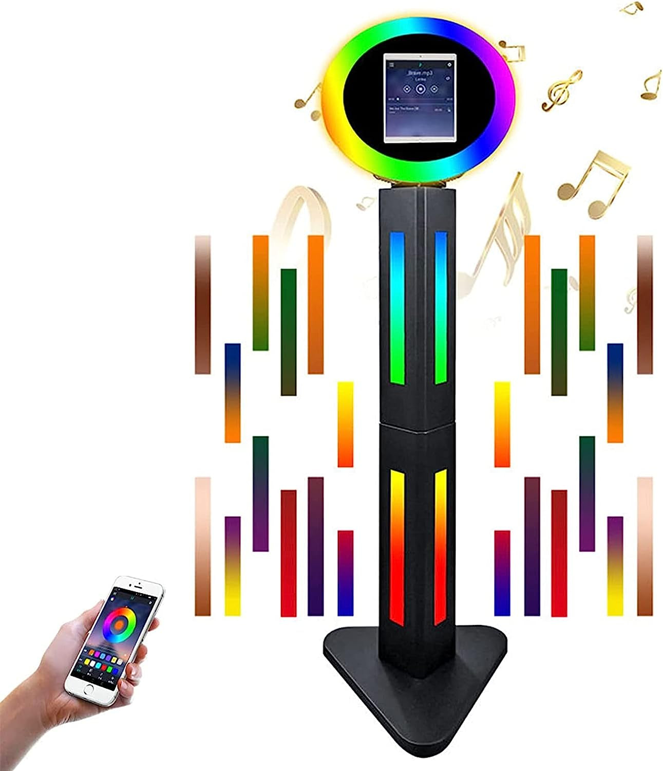 RXFSP Portable Photo Booth for 12.9" Ipad LCD Screen Selfie Machine Portable Metal Shell Adjustable Stand Photobooth Machine with RGB LED Ring Light for Wedding Halloween Christmas  RXFSP Rgb Light Box-black for 10.2"iPad 