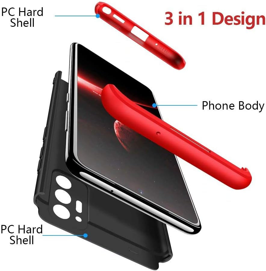 ATRAING Galaxy Note 20 Ultra Case, Hard Ultra-Thin Shockproof PC 3 in 1 Velvet Touch Fingerprint-Proof Anti-Slip Anti-Marks Cover for Samsung Galaxy Note 20 Ultra (Red+Black+Red)  ATRAING   
