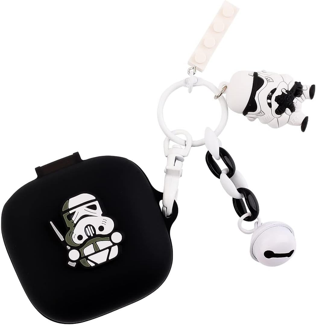 Fit Designed for Beats Fit Pro 2021 New Earbuds, Suublg Beats Fit Pro Cartoon Silicone Headphones Charging Case Cover with Cute Doll Keychain Full Body Anti-Lost Lanyard Protection  Suublg White/Black  