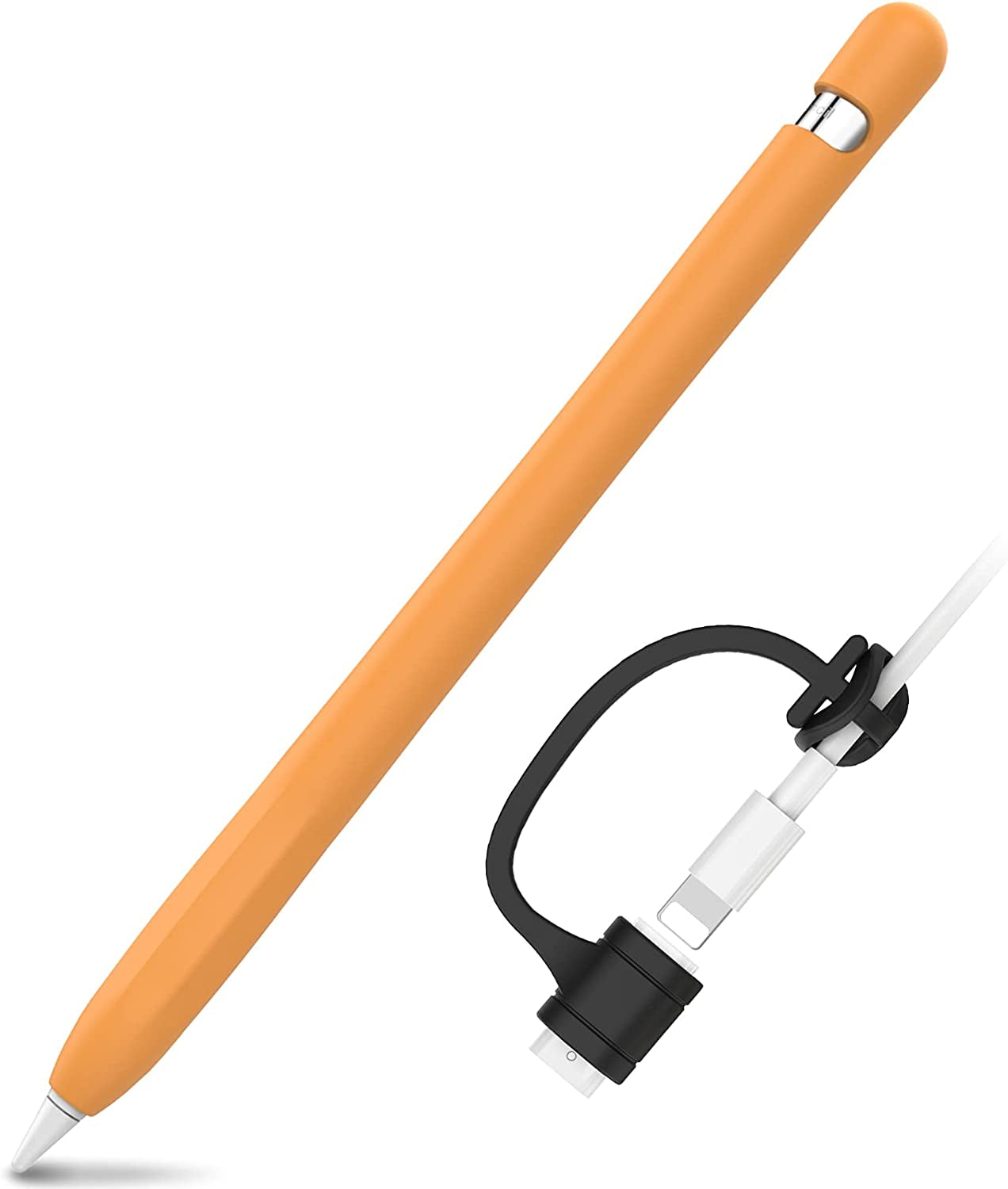 Ahastyle Anti-Slip Case Sleeve Silicone Protective Skin [ Added Cable Adapter Tether Kit] Compatible with Apple Pencil 1St Generation  AHASTYLE Orange 1 Pack 