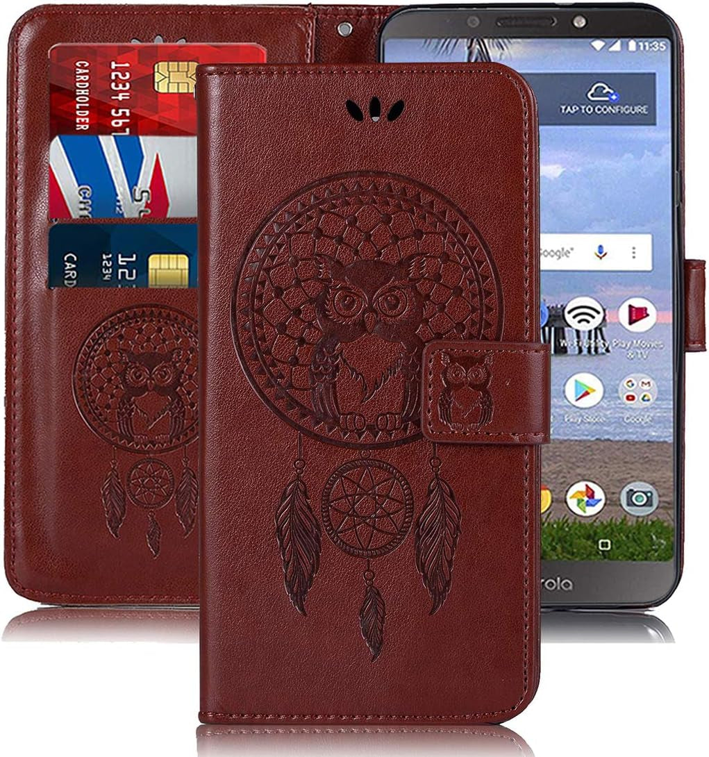 Sidande for LG G7 Case, for LG G7 Thinq Wallet Case, [Wrist Strap] Owl PU Leather Wallet Flip Protective Phone Case Cover with Card Slots and Stand for LG G7 / for LG G7 Thinq (2018) (Brown)  sidande   