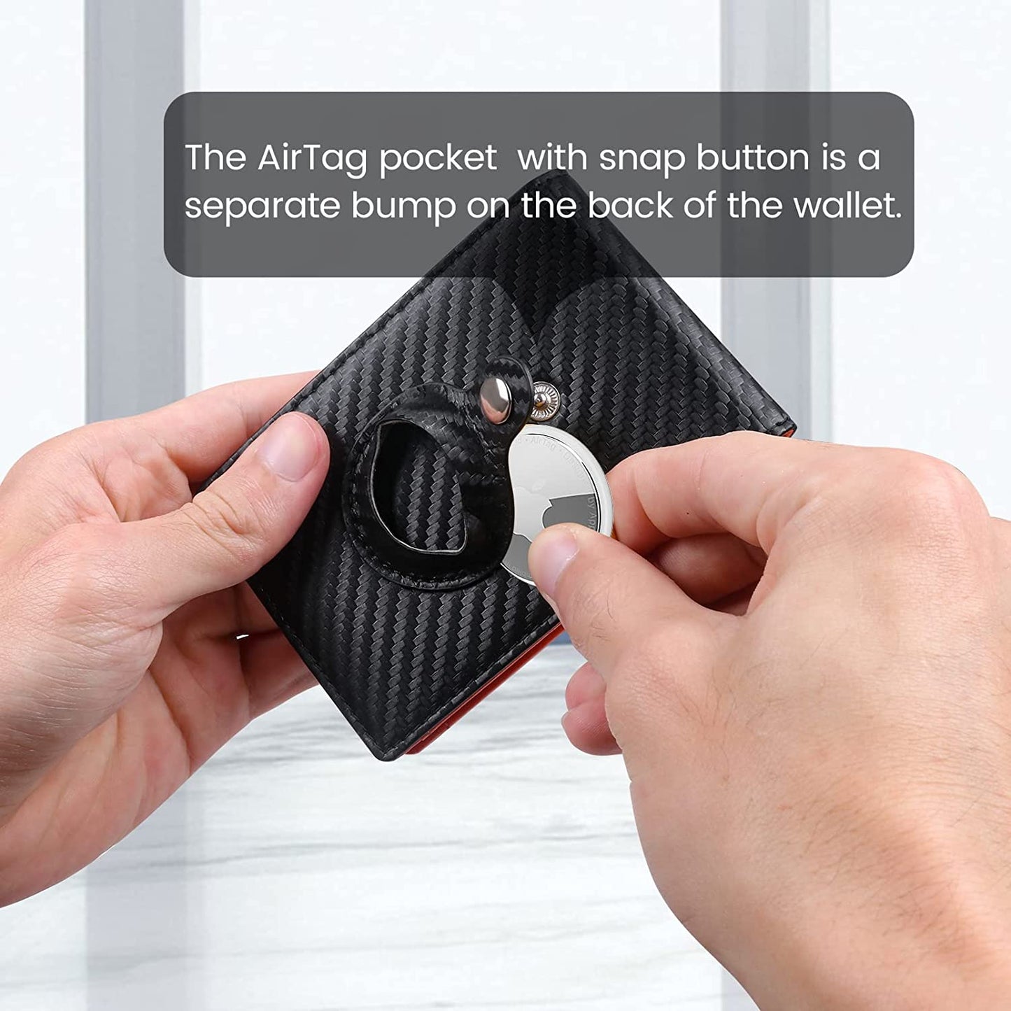 Airtag Wallet with Money Clip Front Pocket RFID Blocking, Gift for Men of Carbon Fiber Wallet with Gift Box  Oonkaf   