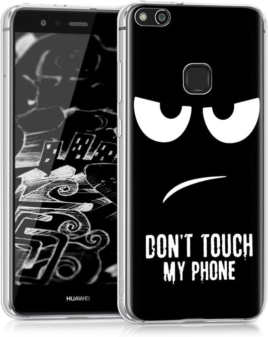 Kwmobile Case Compatible with Huawei P10 Lite - Case Clear TPU Cover with Design - Don'T Touch My Phone White/Black  KW-Commerce   