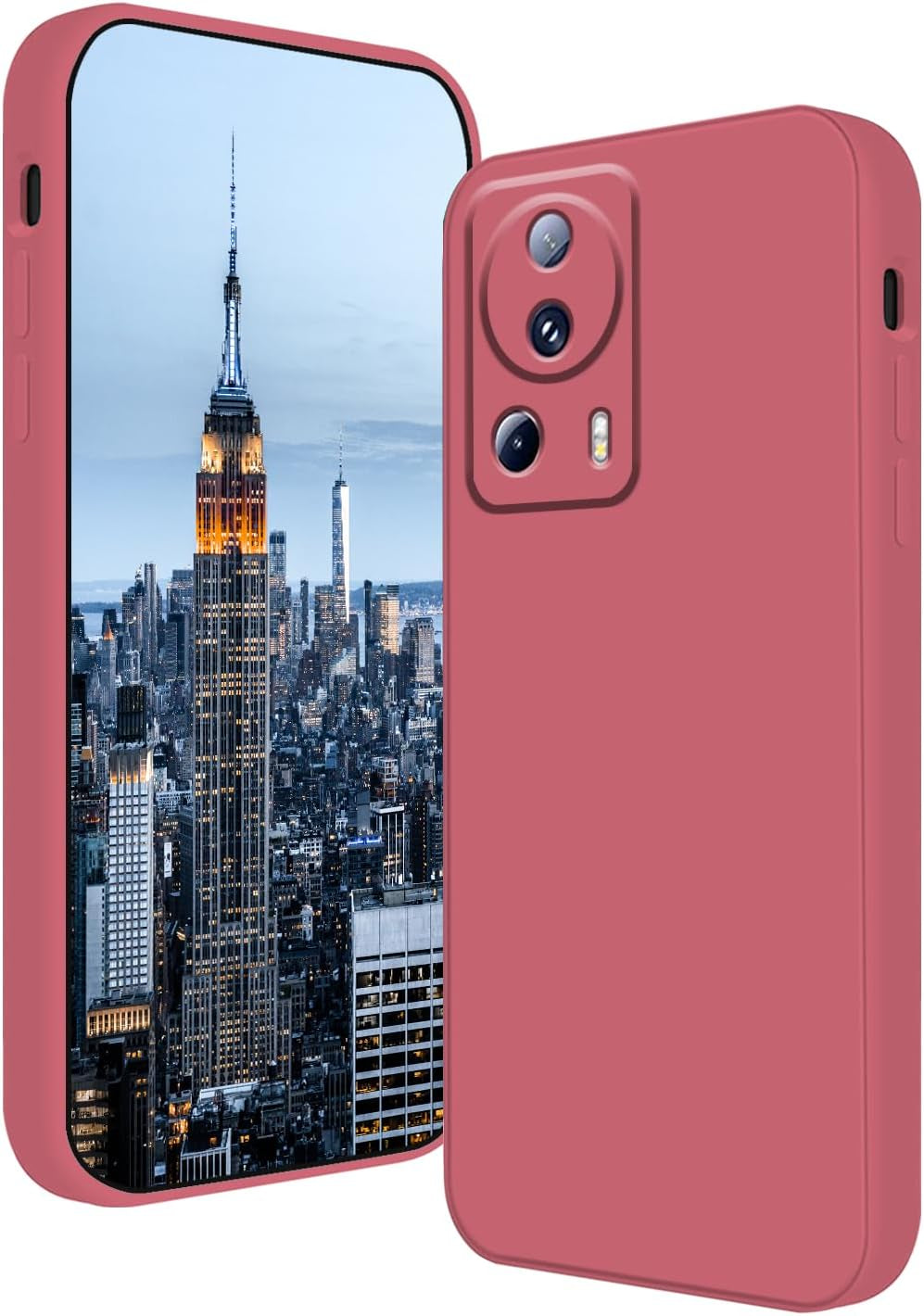 Tiwinxing Compatible with Xiaomi 13 Lite Case Shockproof, Liquid Silicone Ultra Slim Protective Xiaomi 13 Lite Phone Case Soft Anti-Scratch Cover with Full Body Protection Cases (Beige)  Tiwinxing Camellia Red  