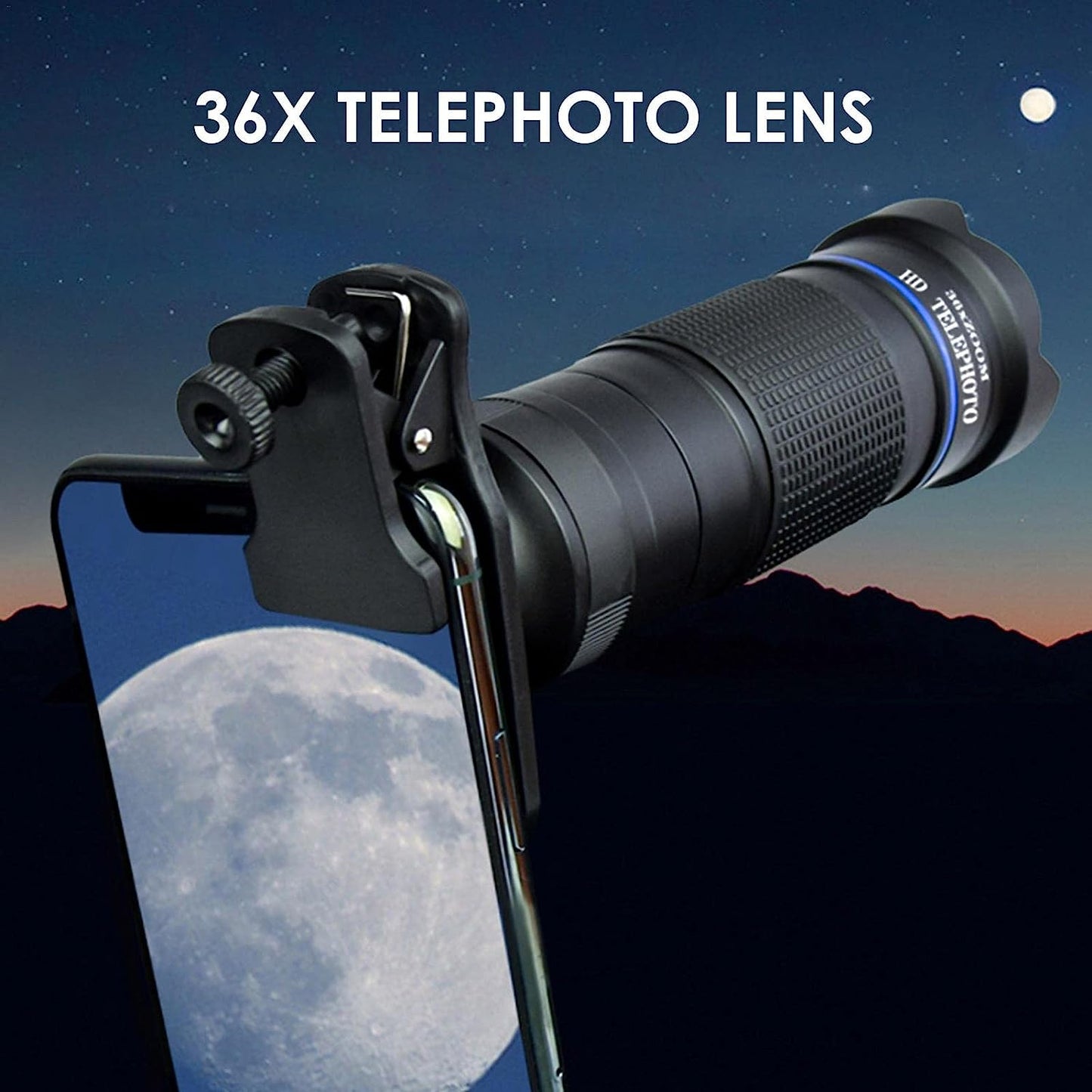 YOUGE 36X HD Telephoto Lens, Phone Camera Lens Kit, Phone Telescope with Tripod Eyemask Storagebag, Mobile Phone Lens Telescope, Blue  YOUGE   