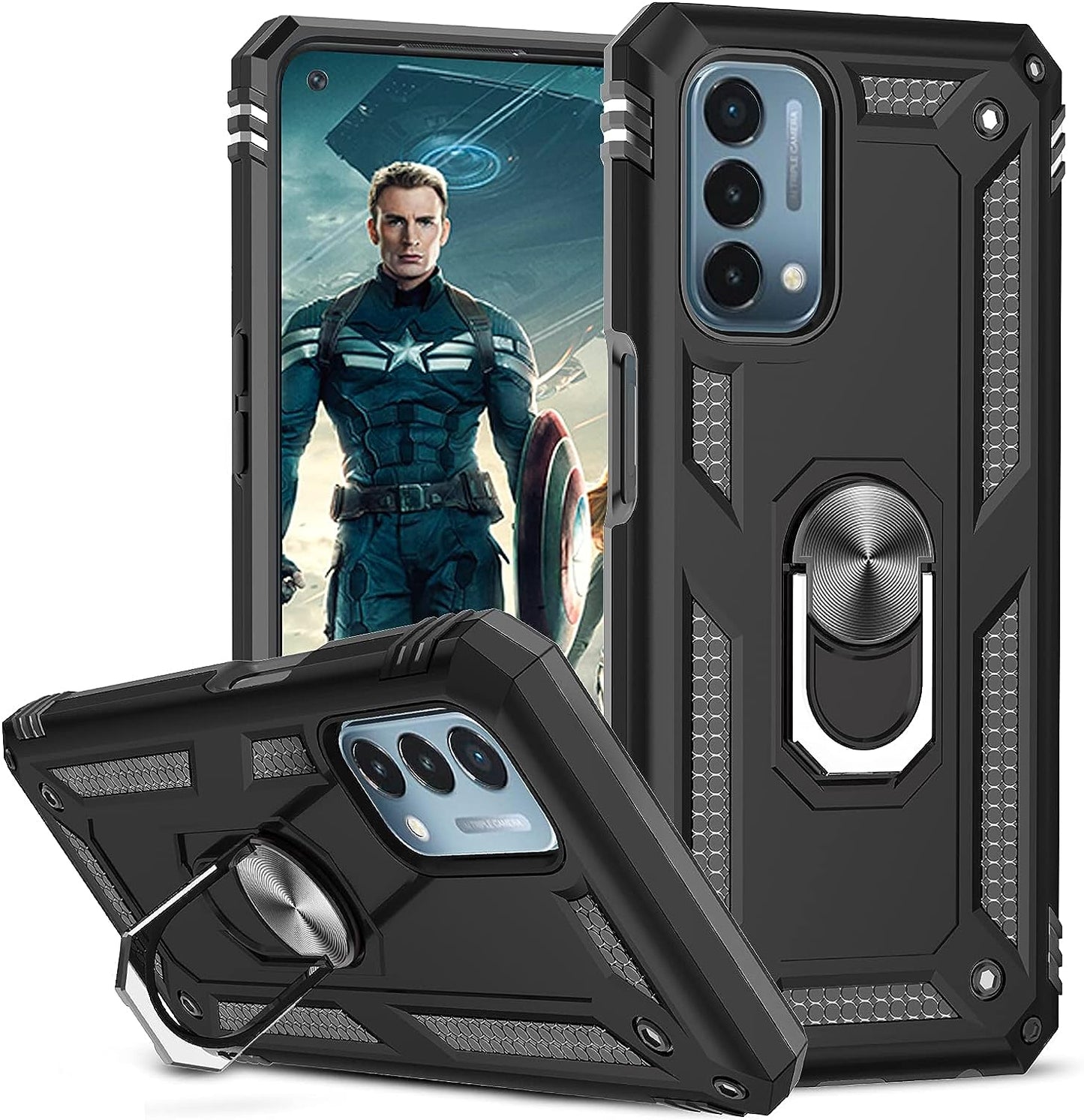 Leyi for Oneplus Nord N200 5G Case, Nord N200 5G Case, [Military Grade] Heavy Duty Shockproof Protective Phone Case with Magnetic Car Mount Ring Kickstand for Oneplus Nord N200 5G, Black  LeYi   