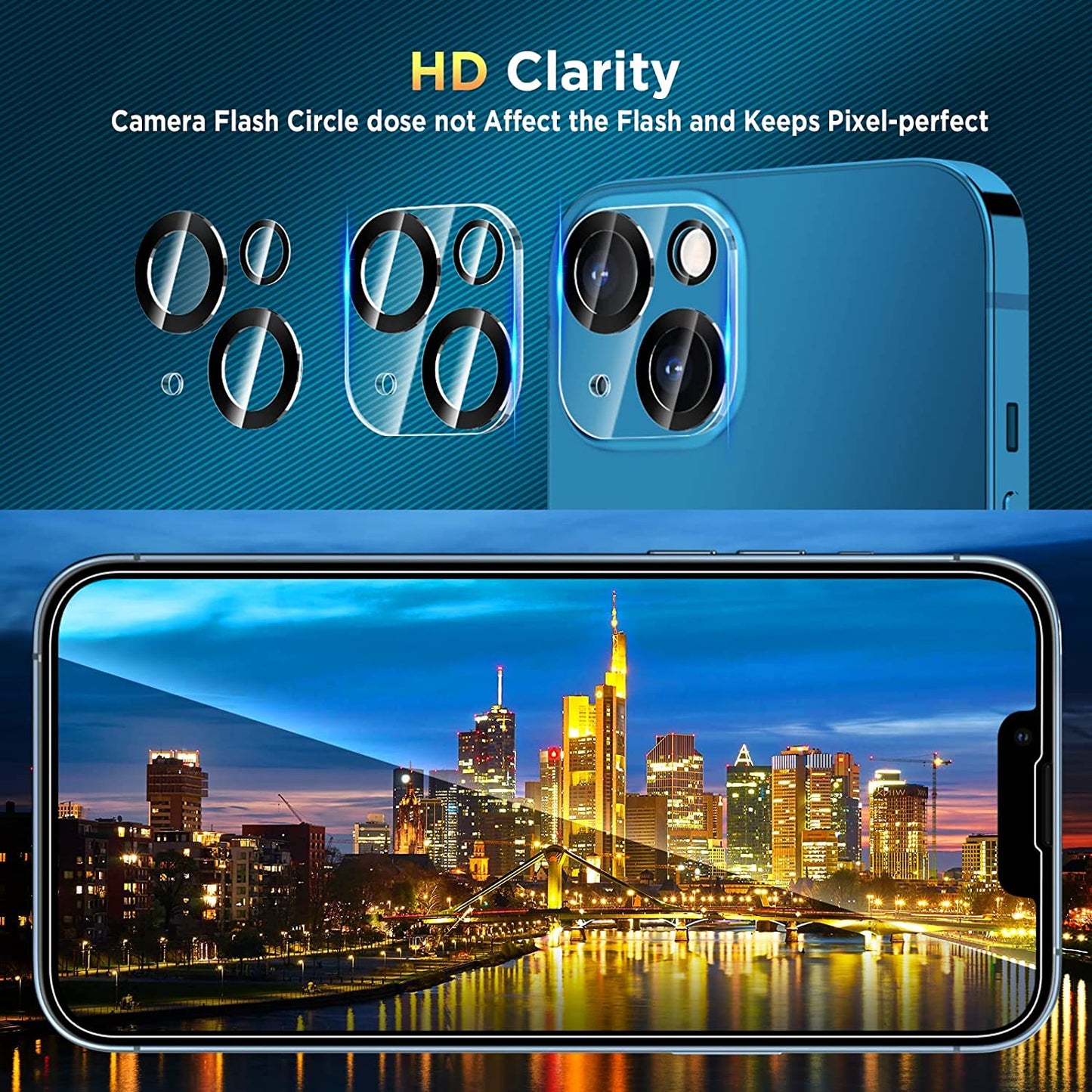 Invoibler 3 Pack Screen Protector Compatible with Iphone 13 + 3 Pack Camera Lens Protector, Iphone 13 Screen Protector Tempered Glass, 6.1 Inch [HD Clear] [Bubble Free] [Not for Iphone 13 Pro]  Invoibler   