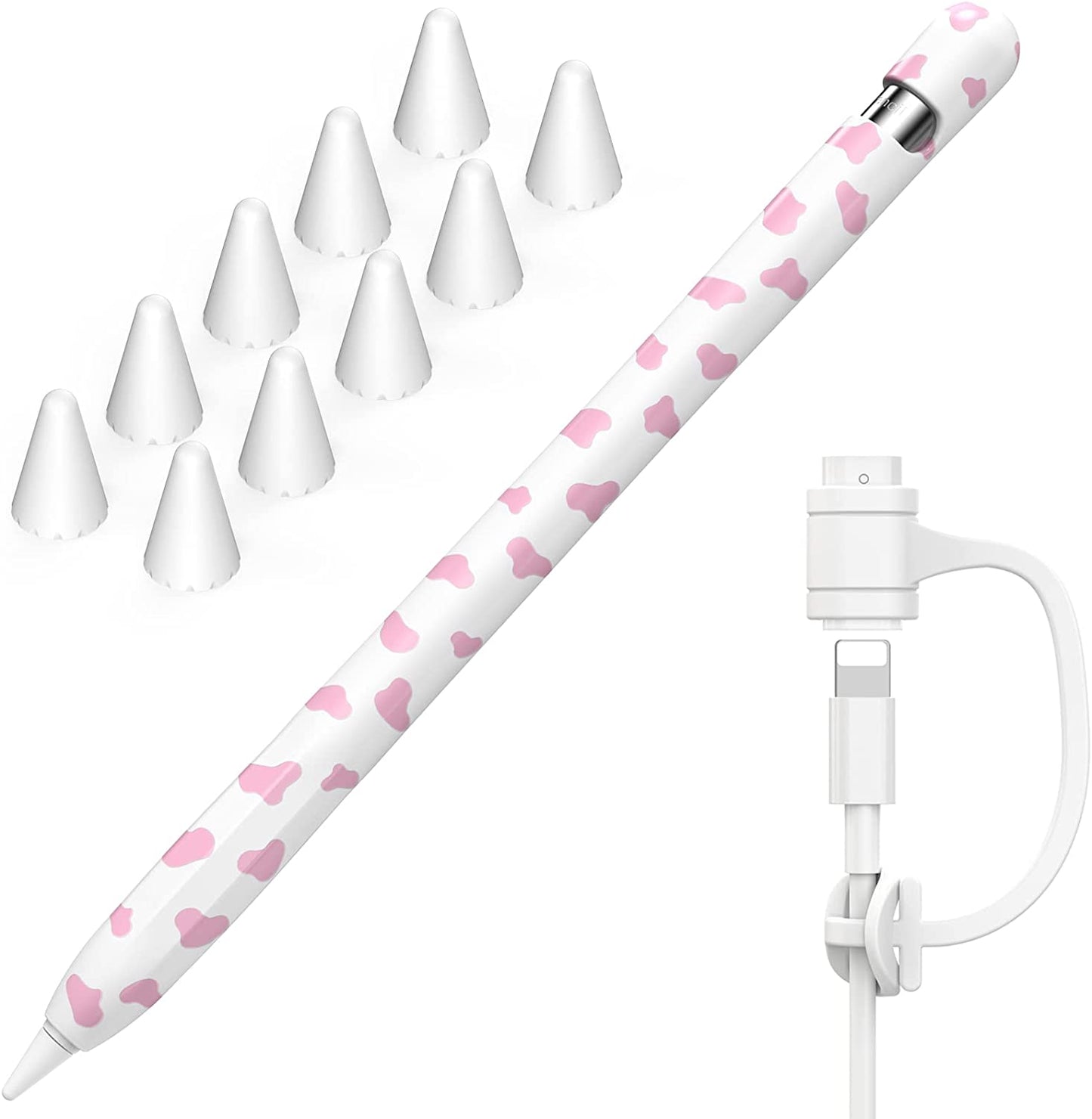 NIUTRENDZ Cow Print Case for Apple Pencil 2Nd Generation Case Cover Silicone Protective Sleeve Skin Accessories with 10Pcs Apple Pencil Tips Cover (Purple)  NIUTRENDZ Pink Apple Pencil 1st Generation 