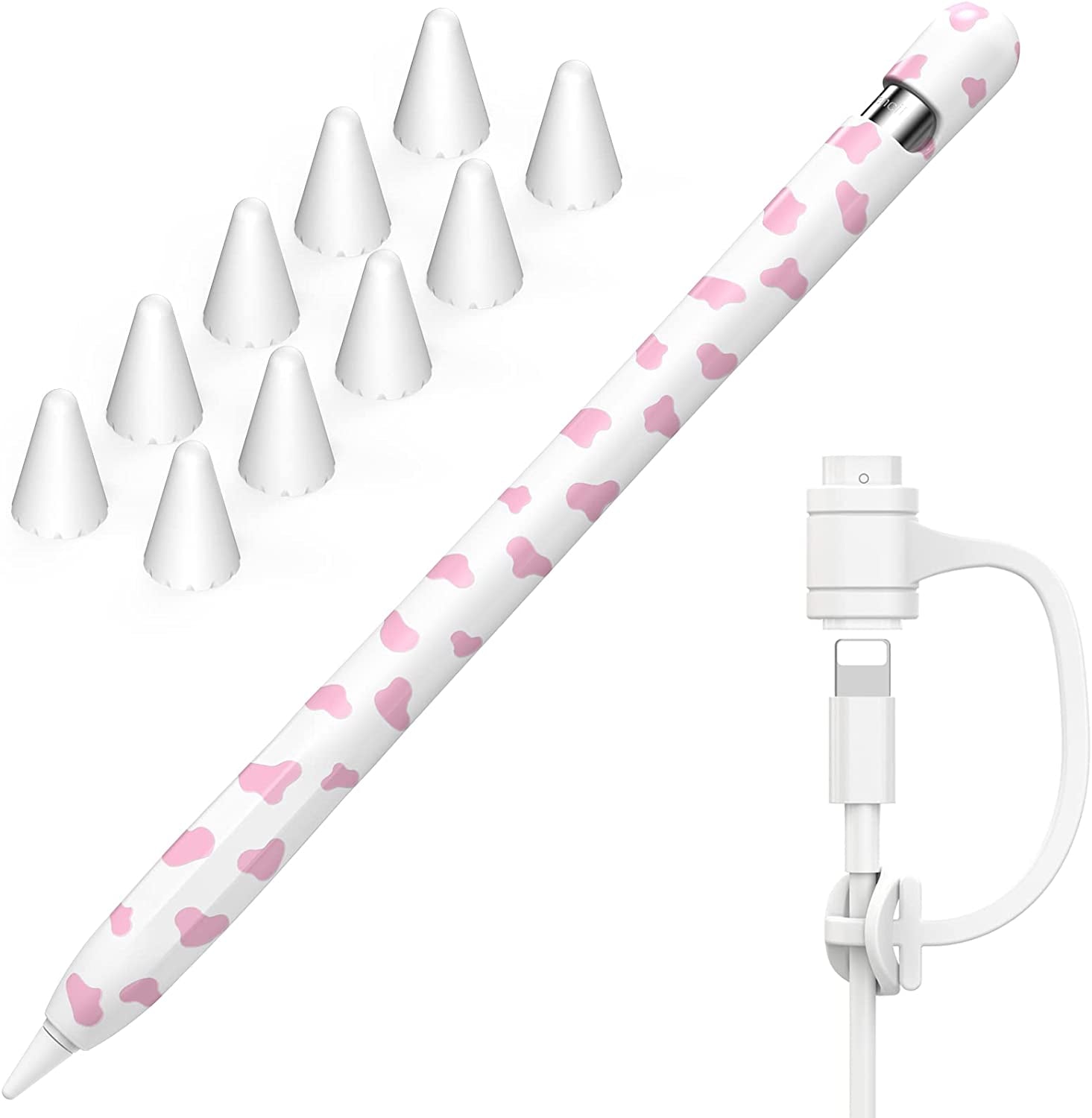 NIUTRENDZ Cow Print Case for Apple Pencil 2Nd Generation Case Cover Silicone Protective Sleeve Skin Accessories with 10Pcs Apple Pencil Tips Cover (Purple)  NIUTRENDZ Pink Apple Pencil 1st Generation 
