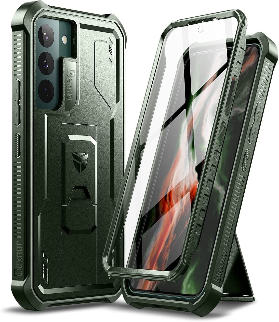 Dexnor for Samsung Galaxy S22 Case, [Built in Screen Protector and Kickstand] Heavy Duty Military Grade Protection Shockproof Protective Cover for Samsung Galaxy S22 5G,Black  Dexnor Army Green  
