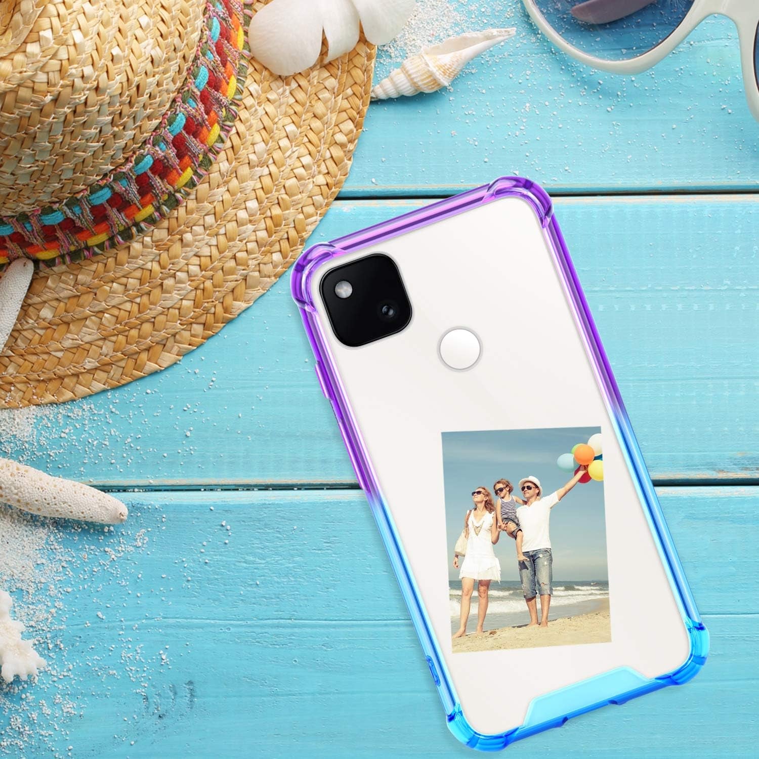 Salawat for Google Pixel 4A Case[Not Fit with 4A 5G], Clear Cute Gradient Slim Cover Reinforced TPU Bumper Hard PC Back Shockproof Protective Case for Google Pixel 4A 5.8 Inch 2020 (Purple Blue)  SALAWAT   