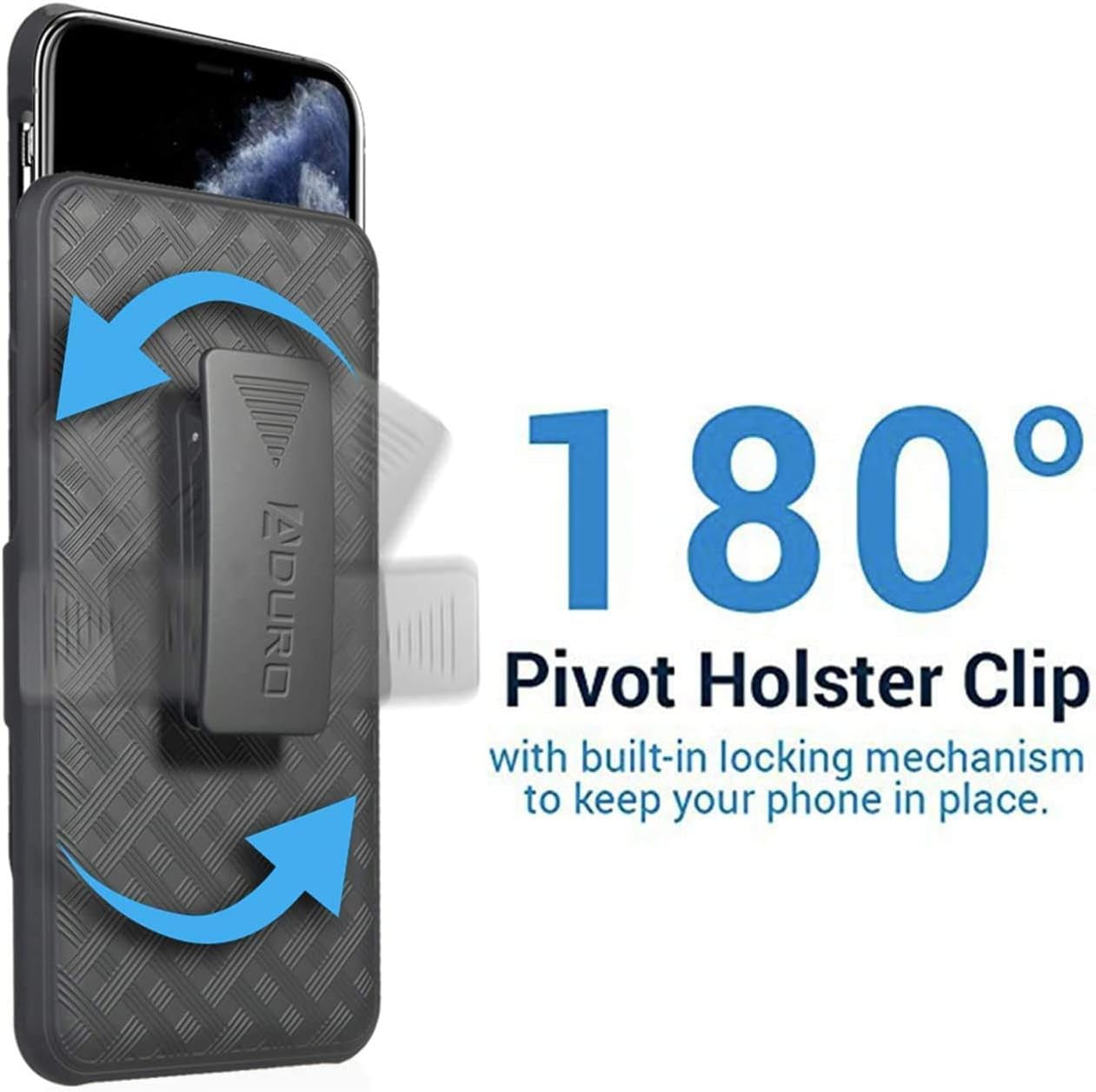 Aduro Combo Case & Holster for Iphone 11 Pro, Slim Shell & Swivel Belt Clip Holster, with Built-In Kickstand for Apple Iphone  Aduro   