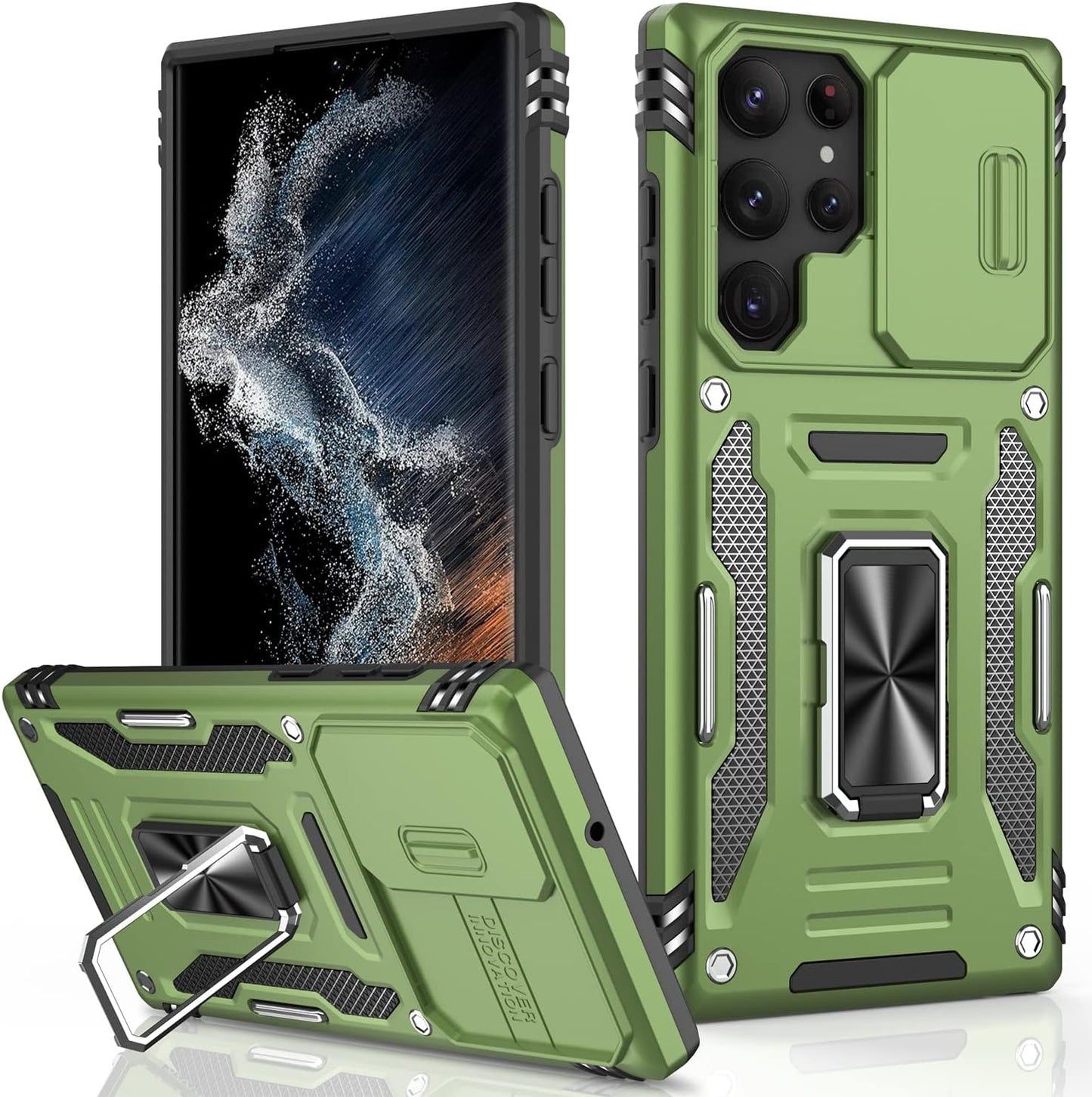 LUMARKE Galaxy S22 plus Case with Camera Cover,Samsung S22 plus Cover Pass 16Ft Drop Test Military Grade Heavy Duty Protective Phone Case with Kickstand for Samsung Galaxy S22 plus Black  LUMARKE Olive Green Galaxy S22 Ultra 6.8''-L 