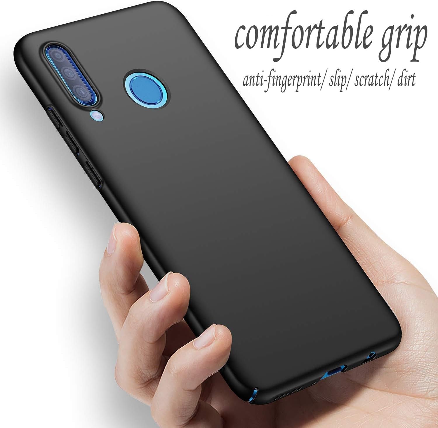 Winpromise Phone Case for Huawei P30 Lite Case [Anti-Scratch] [Durable Premium Plastic] [Ultra Thin] [Silky Feel] Slim Protective Hard Cover for Huawei P30 Lite (Black)  Winpromise   