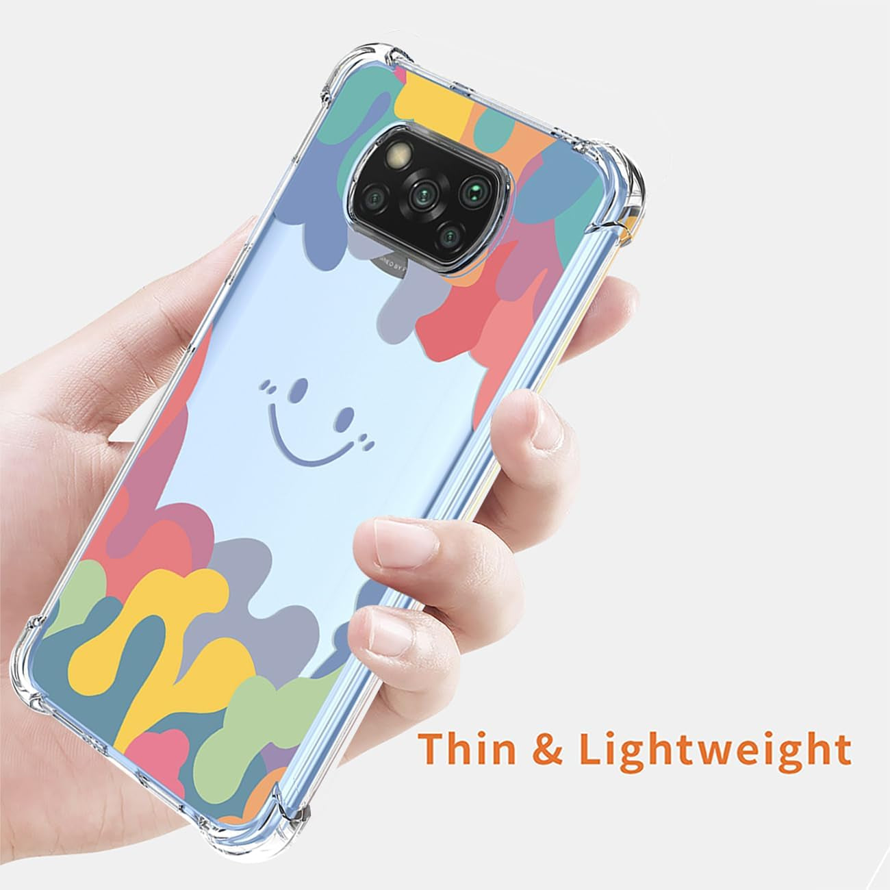 DFTCVBN Case for Xiaomi Poco X3/Poco X3 Pro Case, Poco X3 NFC Case with Screen Protector Clear Rainbow Colorful Oil Painting Smiley Shockproof TPU Phone Cover for Xiaomi Poco X3 Pro Doodle Smile  DFTCVBN   