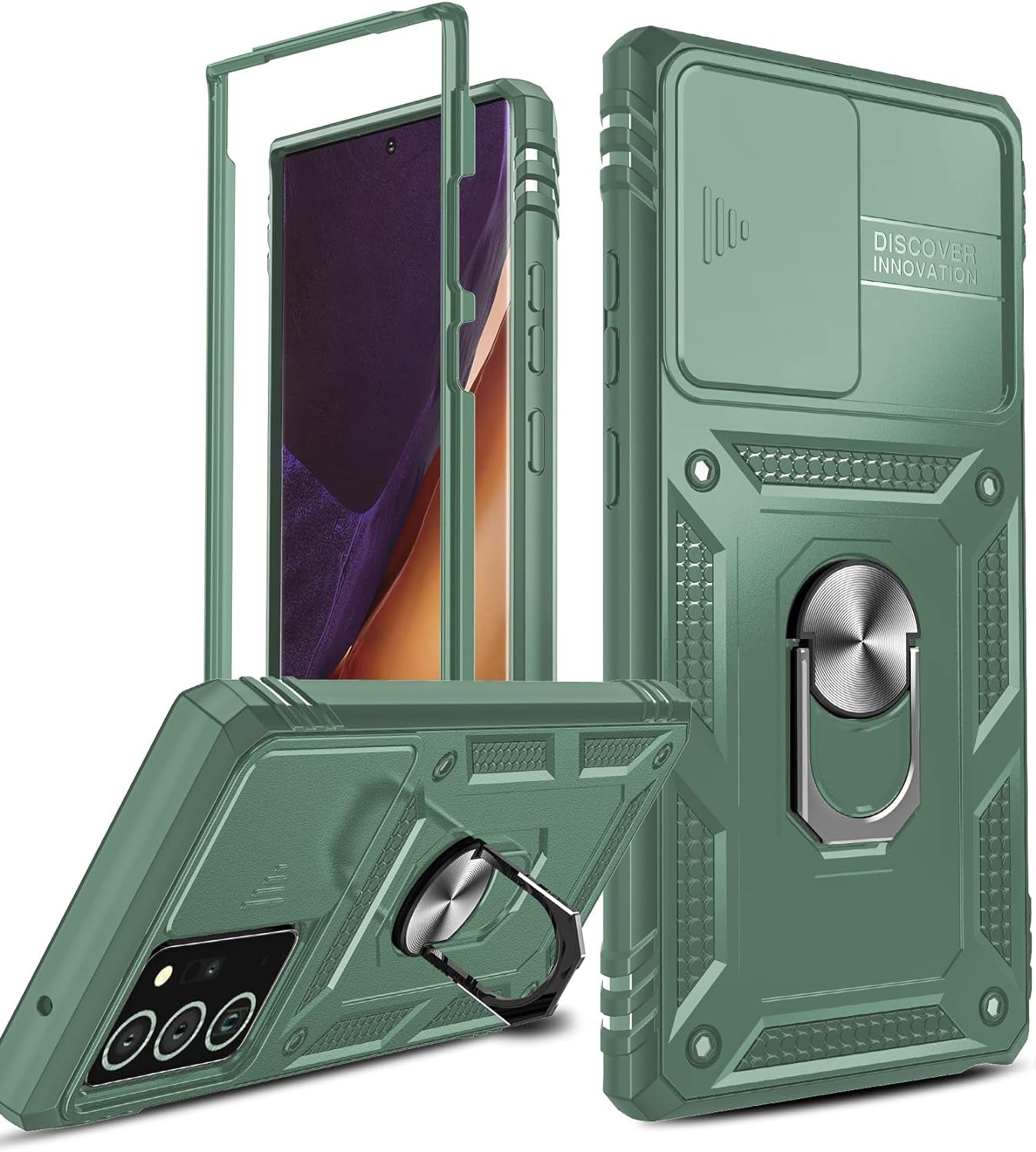 Leyi for Samsung Note 20 Ultra Case: Note 20 Ultra Case [Not for Note 20], 360 Full Body Military-Grade Phone Case with Slide Camera Cover & Metal Ring Heavy Duty Protective Case Note 20 Ultra, Green  LeYi   