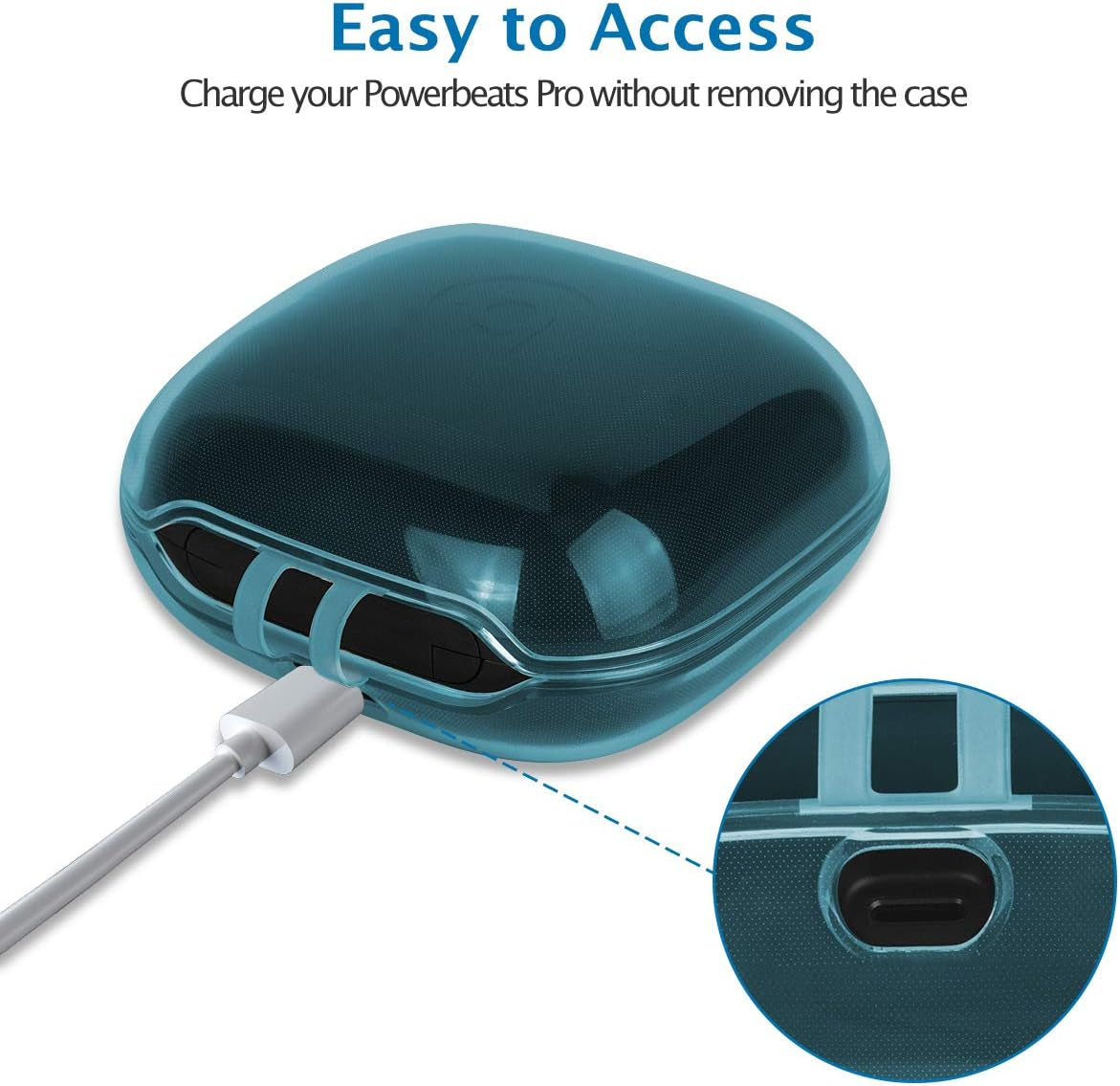 Clear Cover for Powerbeats Pro Case, KMMIN Transparent Case Cover for 2019 Newest Beats Powerbeats Pro Soft TPU Portable Shockproof Scratch-Resistant Skin with Anti-Lost Lanyard and Storage Case  KMMIN   