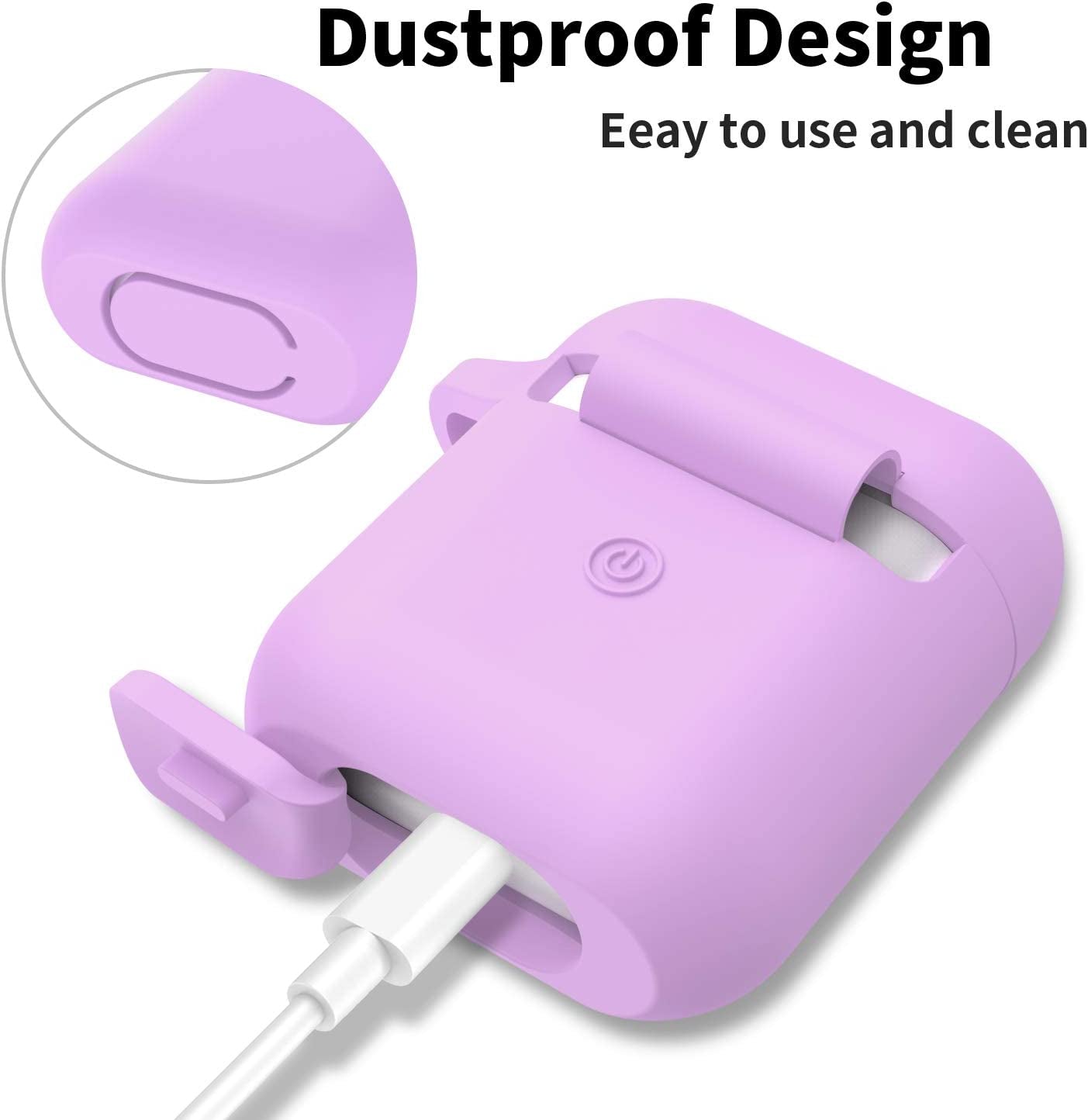 SATLITOG Airpods Case Cover with Secure Lock Keychain, Protective Silicone Cover Compatible with Apple Airpods 2Nd & 1St Charging Case - Light Purple  SATLITOG   