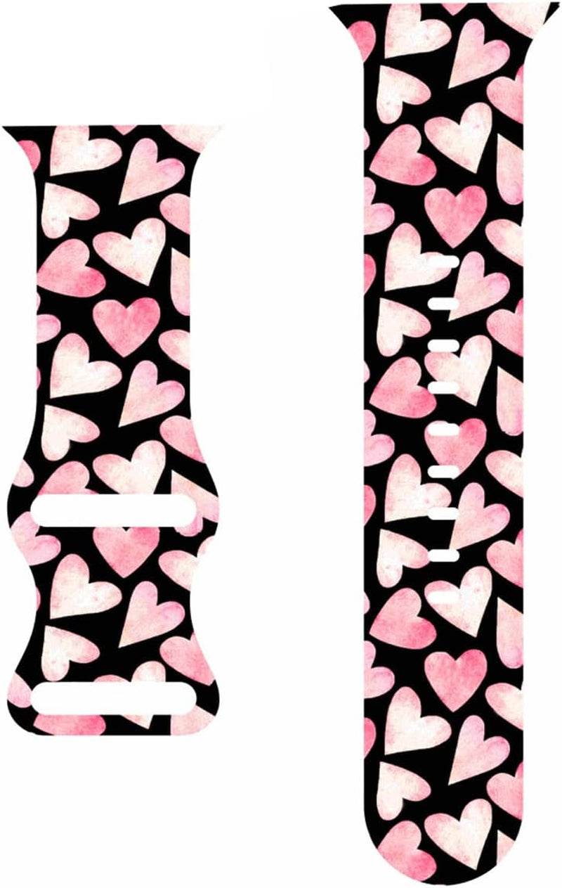 HYHMXB Sweet Lover Valentine'S Day Watch Bands Compatible with Apple Watch 38Mm 40 Mm 41Mm, Fresh Breathable Soft Silicone Wristband Strap for Girls Women Iwatch SE & Series 7/6/5/4/3/2/1 (Color 7)  HYHMXB   