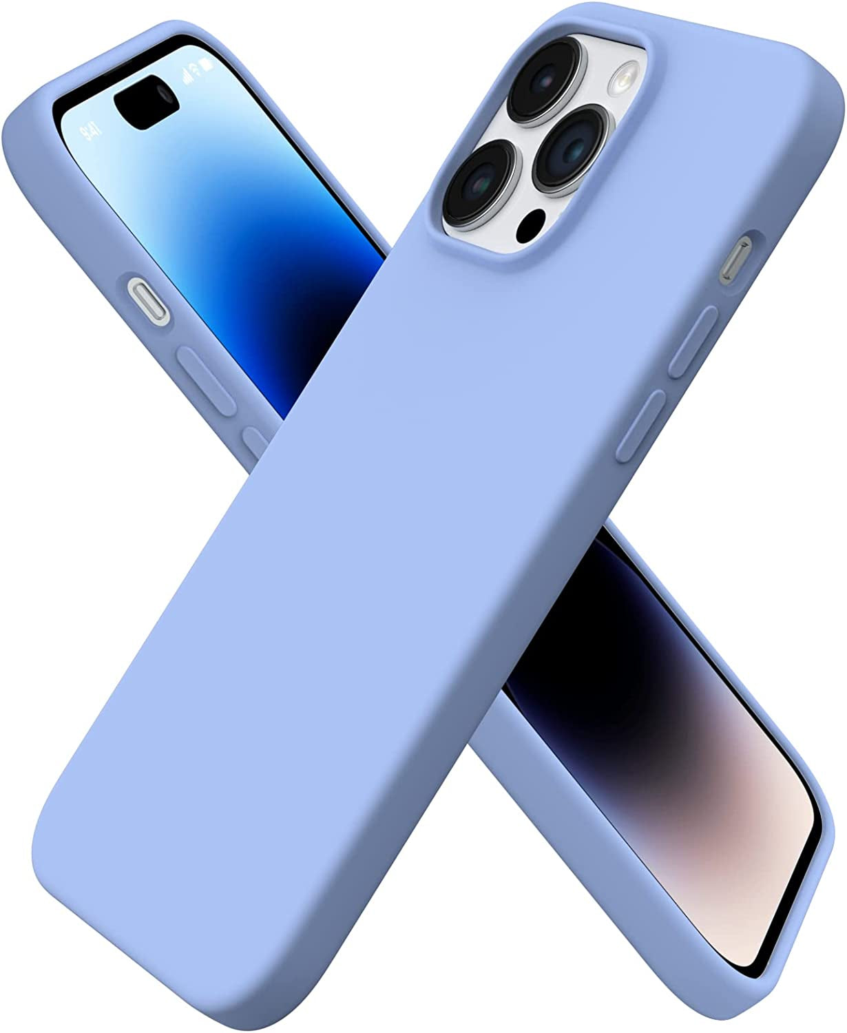 ORNARTO Compatible with Iphone 14 Pro Max Case 6.7, Slim Liquid Silicone 3 Layers Full Covered Soft Gel Rubber Phone Case Protective Cover with Microfiber Lining 6.7 Inch-Baby Yellow  ORNARTO Light Blue  