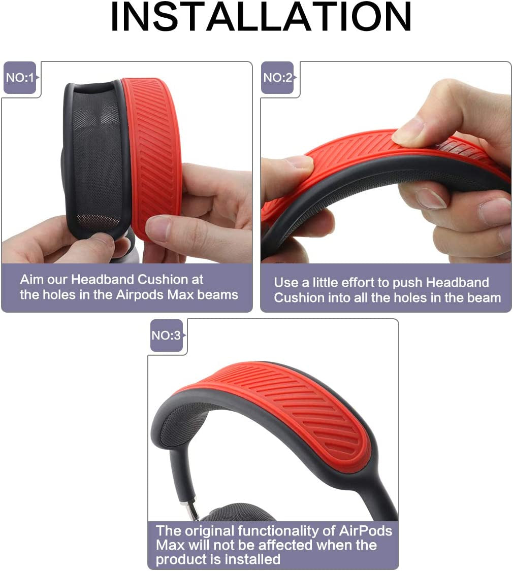 WQNIDE Headband Cover for Airpods Max, Washable Soft Silicone Headphone Headband Protectors/Comfort Cushion/Top Pad Protector Sleeve Compatible with Apple Airpods Max (Red)  WQNIDE   