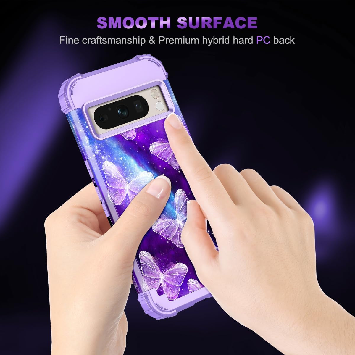 Casetego Compatible with Google Pixel 8 Pro Case,Three Layer Heavy Duty Sturdy Shockproof Full Body Protection Rugged Hard Pc+Soft TPU Bumper Case for Google Pixel 8 Pro 6.7 Inch,Butterfly  Casetego   