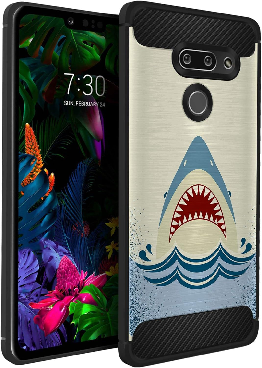 Casesondeck Case Compatible with LG G8 Thinq/Lg G8, Slim Precise Fit TPU Case, Scratch Protection and Unique Design (Don’T Tread on Me)  CasesonDeck Shark Attack  
