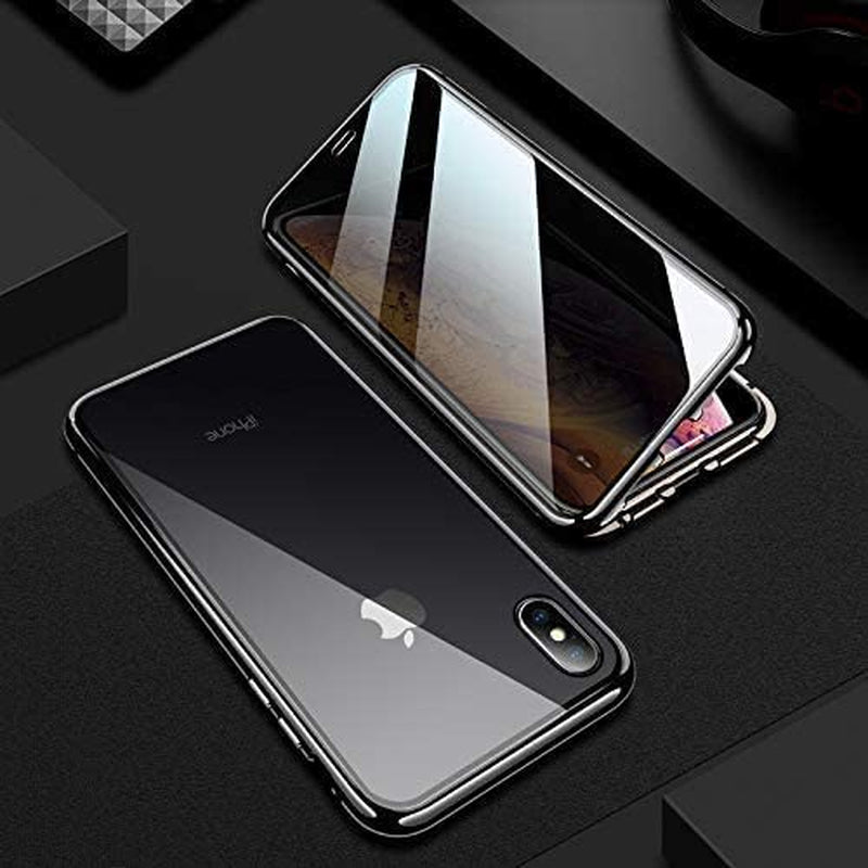 ACCREW Privacy Magnetic Case Compatible with Iphone 12 Pro Max, anti Peep Magnetic Adsorption Privacy Screen Protector Double Sided Tempered Glass Metal Bumper Frame anti Peeping Anti-Spy Phone Case  Techicon   