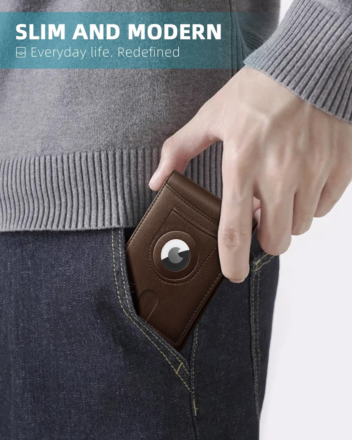 Zitahli Airtag-Wallet-Mens-Slim-Rfid Blocking Wallet Leather with Money Clip Air Tag Wallet Card Holder Bifold Gifts for Men  Zitahli   