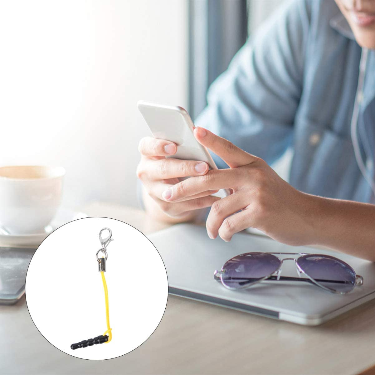 Hemobllo 15Pcs Dust Plug Charm Straps with Dust Plugs Lobster Clasps DIY Earphone Jack Accessories Cell Charms (Random Color)  Hemobllo   