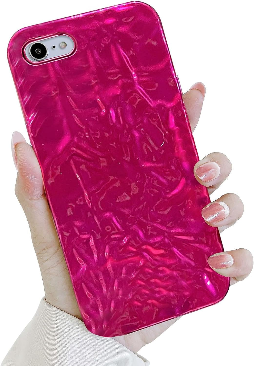 Yebowe Compatible with Iphone 11 Case, Cute 3D Tin Foil Pleated Luxury Phone Cover for Women Girls Cool Bling Designer Soft Silicone Case for Iphone 11, Rose Gold  Yebowe Pink Iphone 7/8/Se 