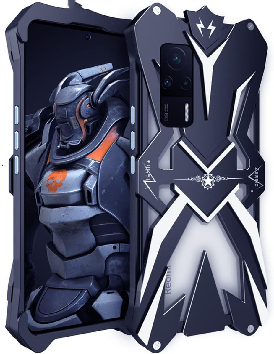 DAYJOY Cool Design Aluminum Case Compatible with Xiaomi 11 Ultra,Rock Punk Style Arm Shield Premium Aerospace Aluminum Metal Shockproof Bumper Frame Cover Case  DAYJOY Redmi K60E  