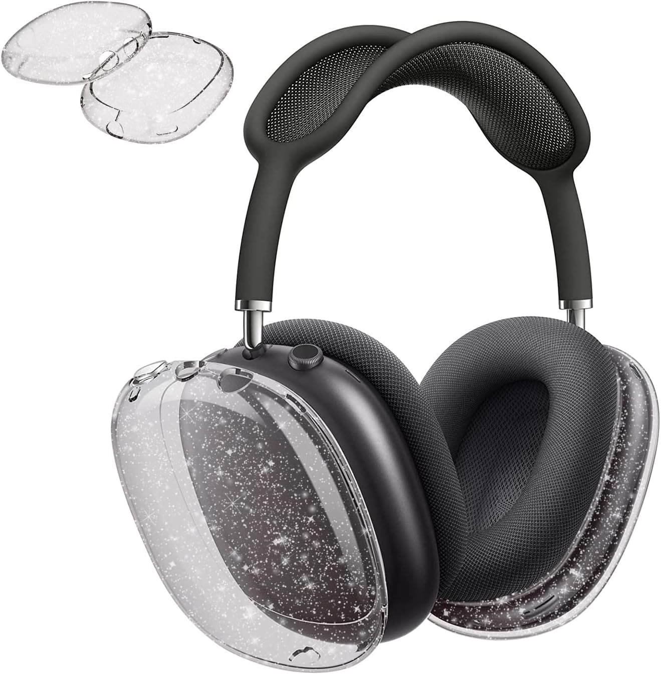 Aircawin for Airpods Max Case Clear Glitter,Soft TPU Clear Case for Airpods Max Case Cover,Shockproof Anti-Scratch Protective Case No-Yellowing Transparent Accessories for Airpod Max Headphone-Glitter  Aircawin Black Glitter  