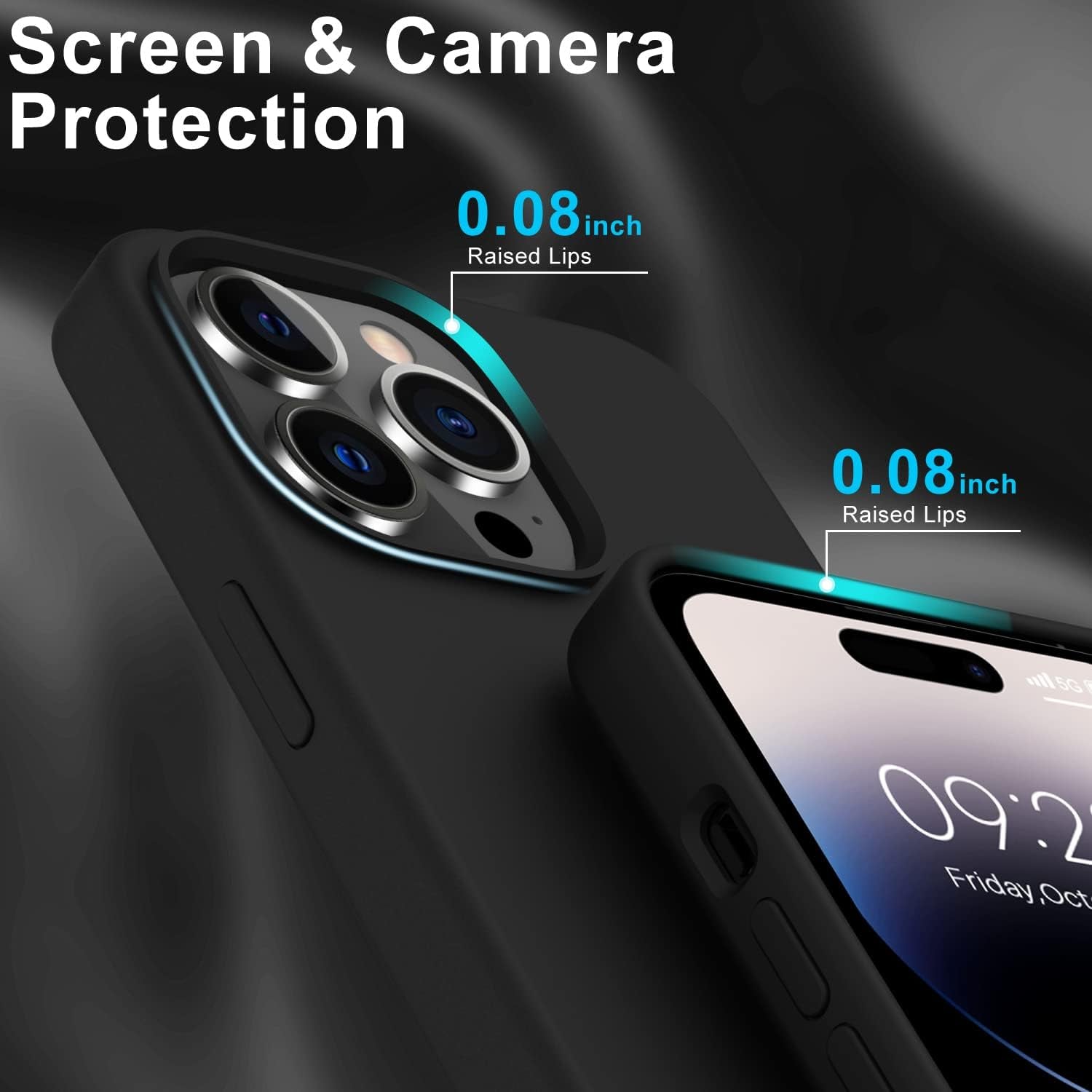 DEENAKIN Iphone 14 Pro Case with Screen Protector,Soft Flexible Silicone Gel Rubber Bumper Cover,Slim Fit Shockproof Protective Phone Case for Iphone 14 Pro 6.1" Black  DEENAKIN   