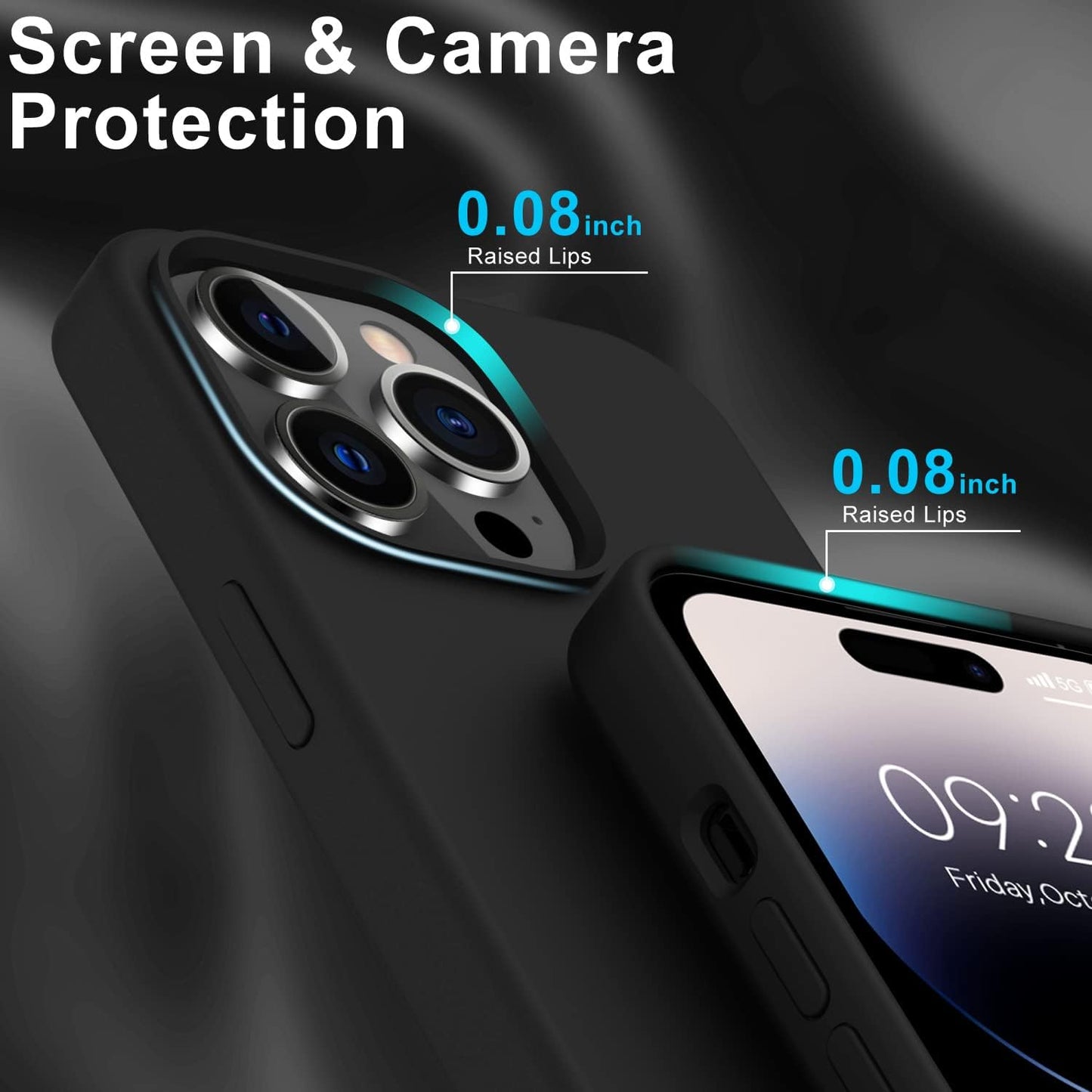 DEENAKIN Iphone 14 Pro Case with Screen Protector,Soft Flexible Silicone Gel Rubber Bumper Cover,Slim Fit Shockproof Protective Phone Case for Iphone 14 Pro 6.1" Black  DEENAKIN   