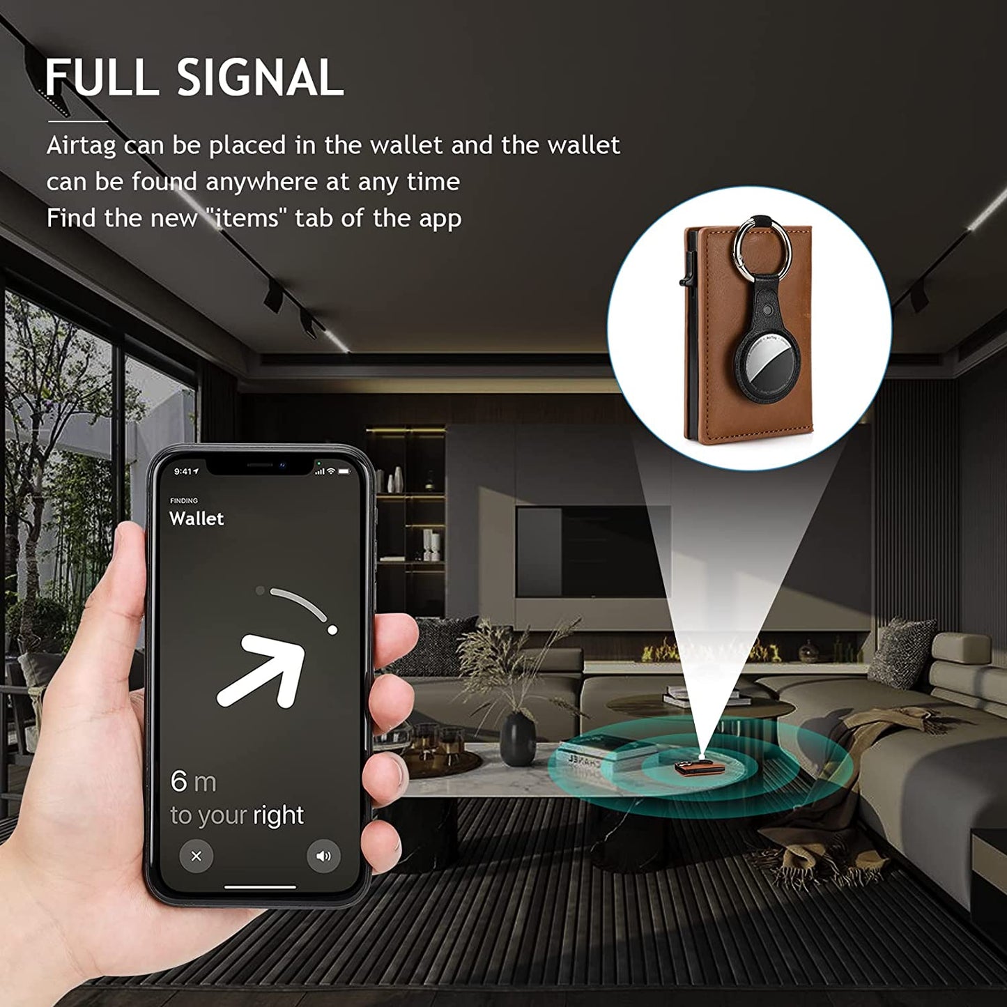 Mens Airtag Wallet with Money Clip,Leather Credit Card Holder with Detachable Airtag Holder Rfid Minimalist Wallet Pop up Wallet with Gift Box（Brown)  Blsoatee   