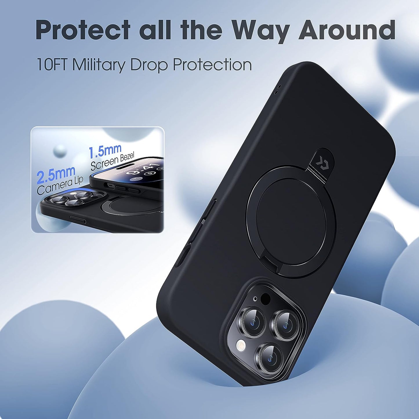 CASEKOO Magnetic for Iphone 14 Pro Max Case with Invisible Stand [Compatible with Magsafe] [Dust-Free Antistatic Silicone] Mil-Grade Protective Non-Slip Phone Cover Cases for Women Men 6.7 Inch, Black  CASEKOO   