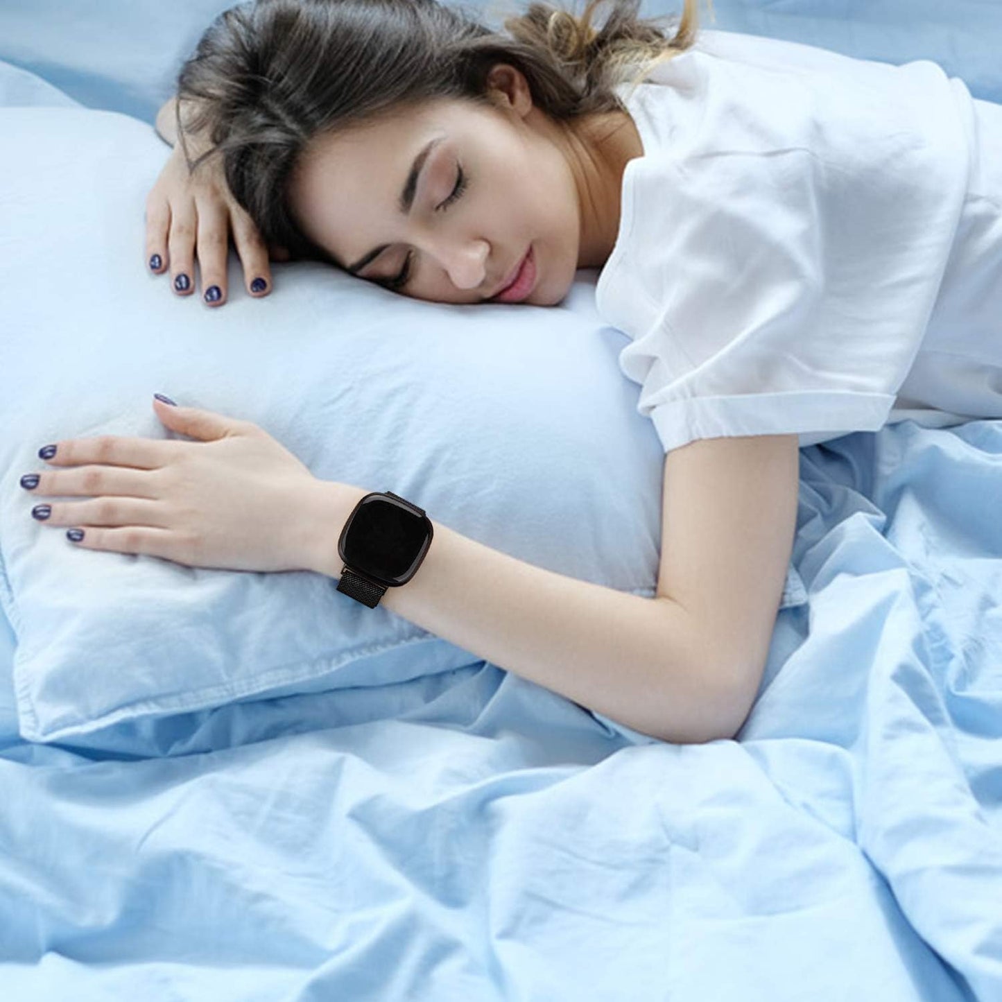 YILED Metal Bands Compatible with Fitbit Versa 3/Versa 4/Fitbit Sense/Sense 2 for Women Men, Stainless Steel Mesh Breathable Wristband Strap with Adjustable Magnet Lock  YILED   