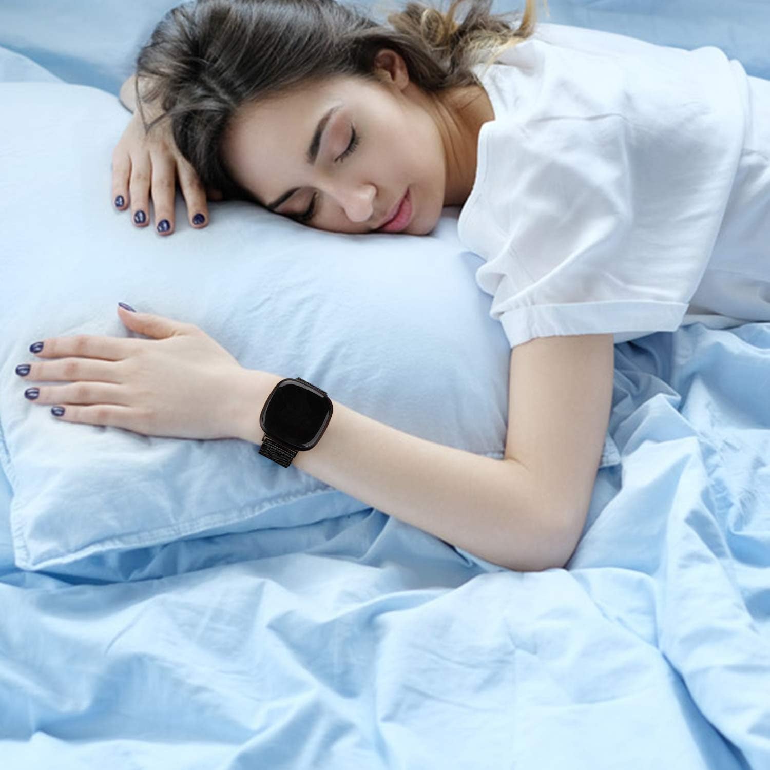 YILED Metal Bands Compatible with Fitbit Versa 3/Versa 4/Fitbit Sense/Sense 2 for Women Men, Stainless Steel Mesh Breathable Wristband Strap with Adjustable Magnet Lock  YILED   